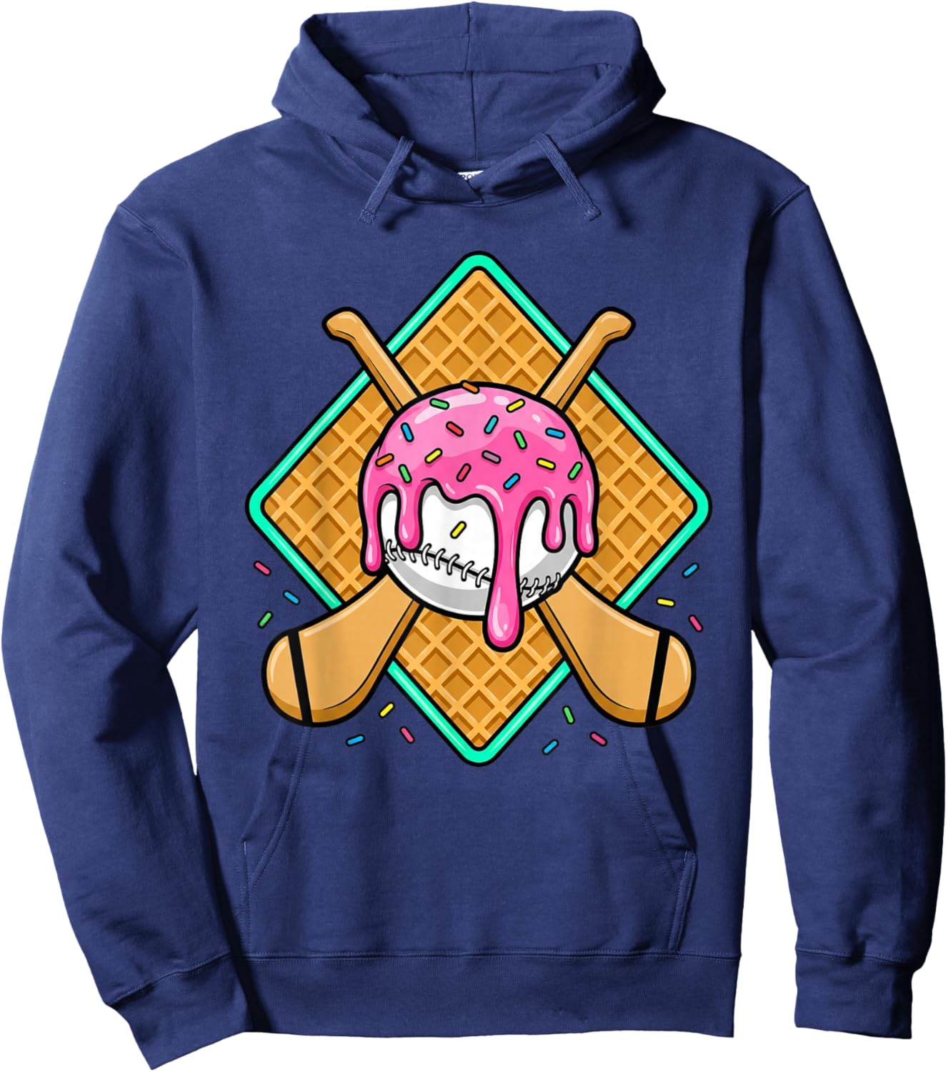 Hurling Player Ice Cream Drip Boys Kids Hurling Dripping Hoodie - Hoodie | Navy