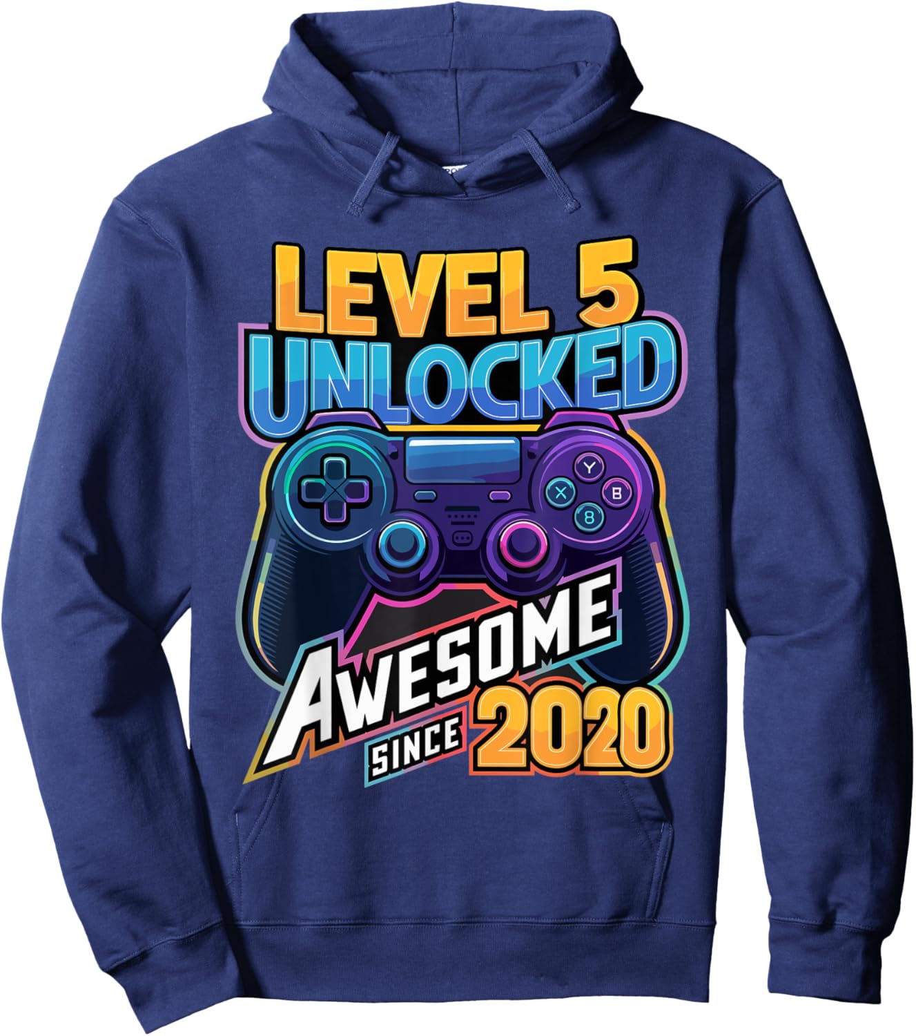 Level 5 Unlocked Awesome Since 2020 5th Birthday Gaming Hoodie - Hoodie | Navy