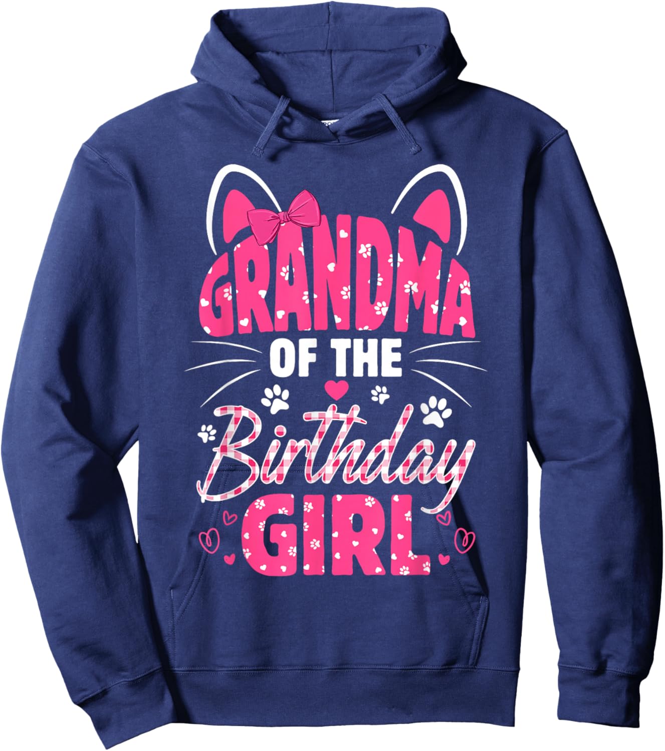 Grandma Of The Birthday Girl Cat Kitty Family Matching Hoodie - Hoodie | Navy