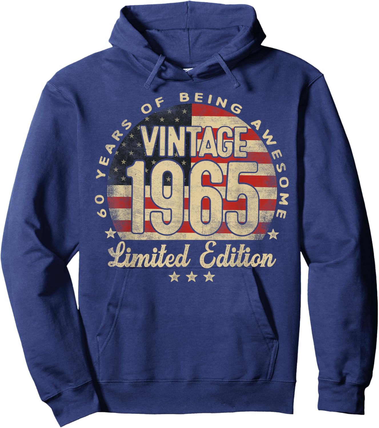 Vintage 1965 Limited Edition 60-Year-Old Gifts USA Flag Hoodie - Hoodie | Navy