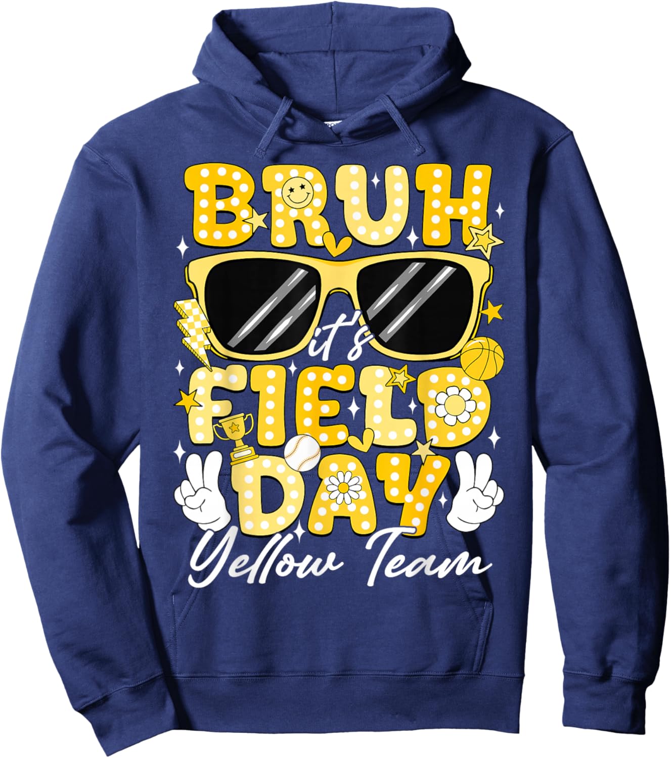Bruh It's Field Day Yellow Team Field Trip 2026 Teacher Kids Hoodie - Hoodie | Navy