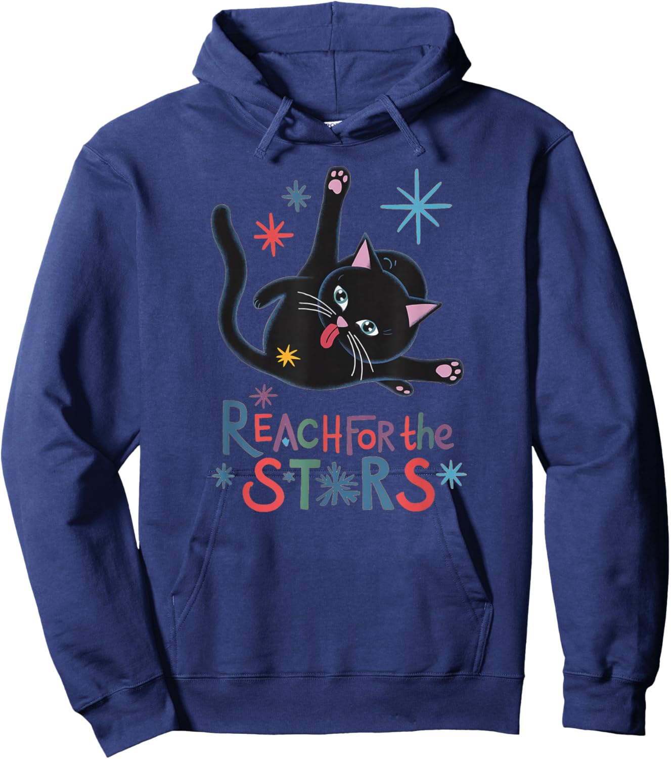 Reach For The Stars - Funny Cute Cat Licking Butt Hoodie - Hoodie | Navy