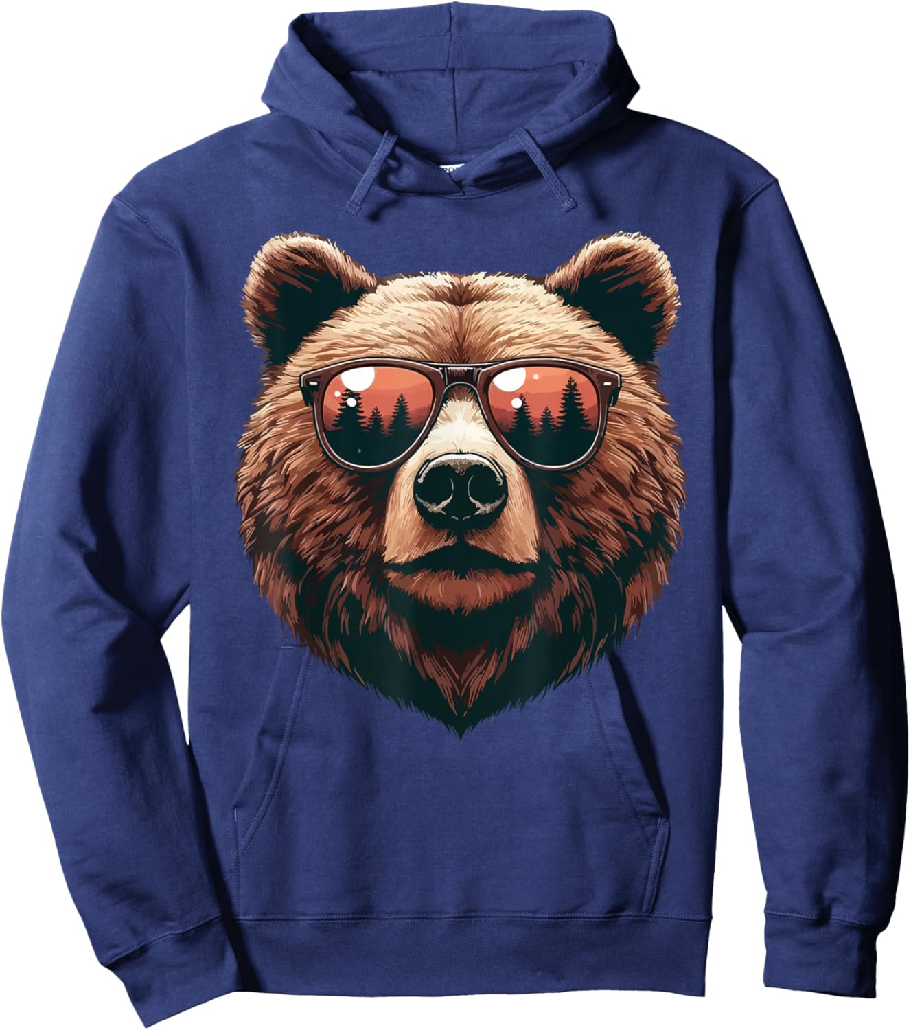 Bear Sunglasses Animal Lovers Retro Wildlife Nature Camping Hoodie - Hoodie | Navy