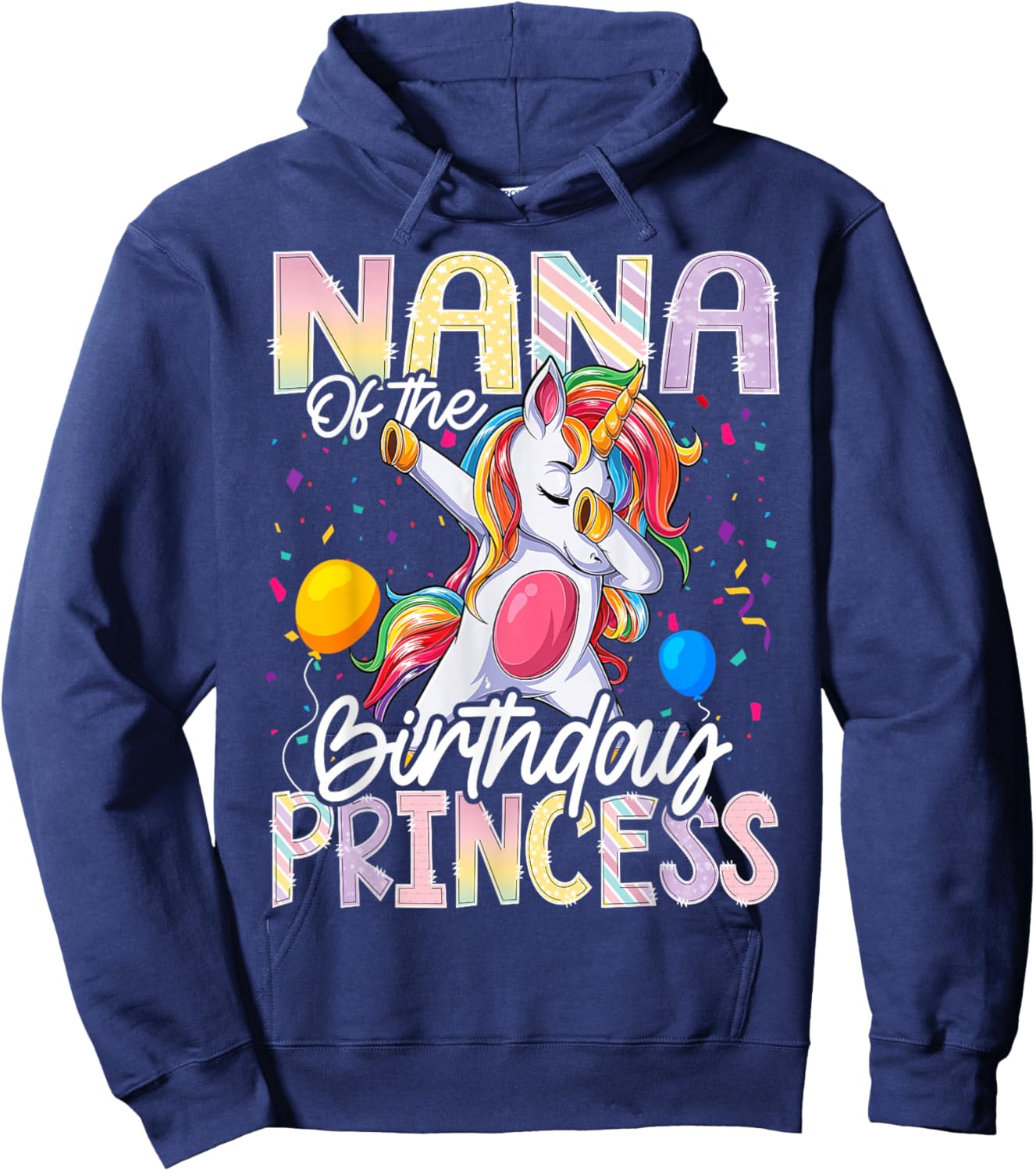 Nana of The Birthday Princess Dabbing Unicorn Matching Hoodie - Hoodie | Navy
