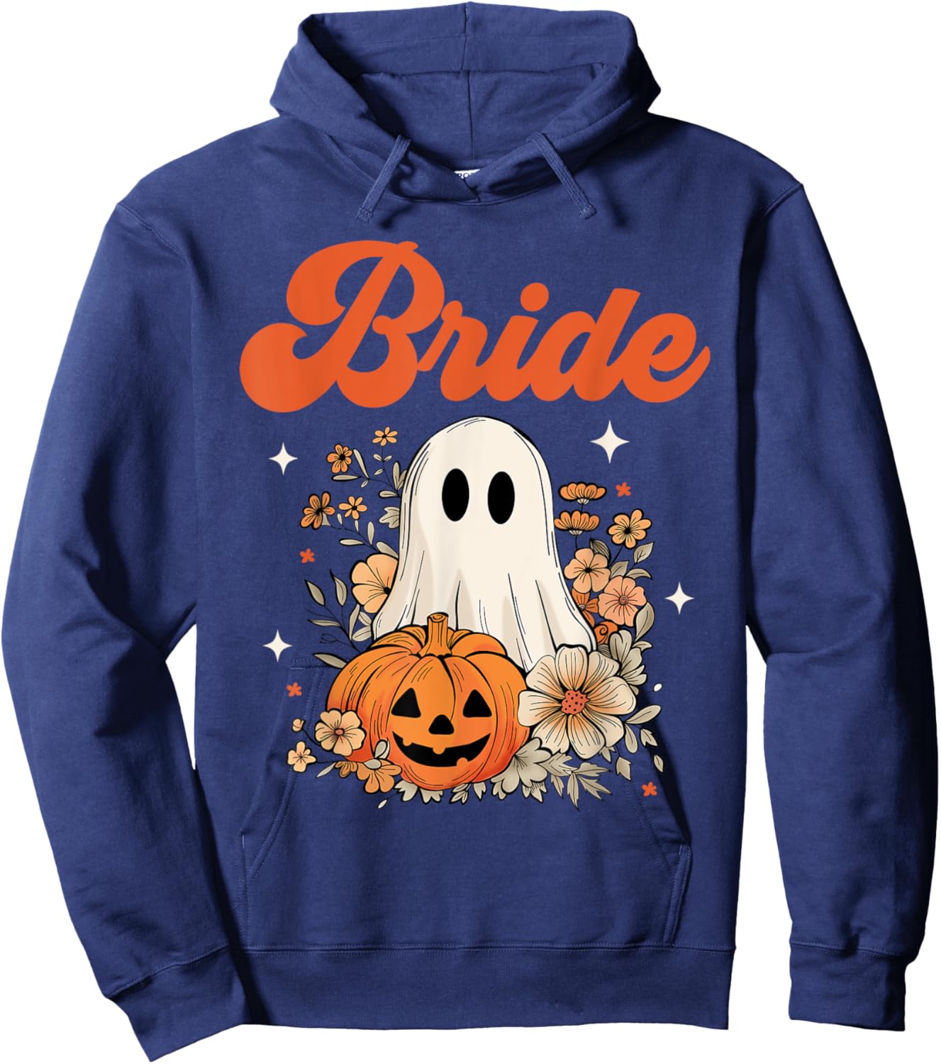 Bride Wildflower Ghost Boo Crew Halloween Bachelorette Hoodie - Hoodie | Navy