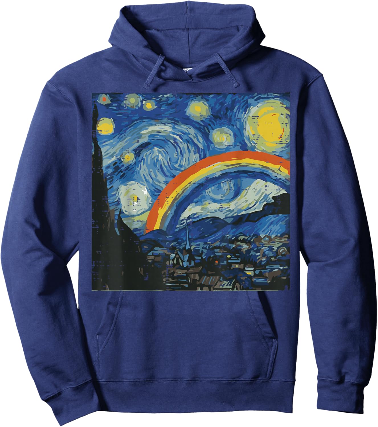 Gay Rainbow Starry Night LGBTQ Pride Month Ally Men Women Hoodie - Hoodie | Navy