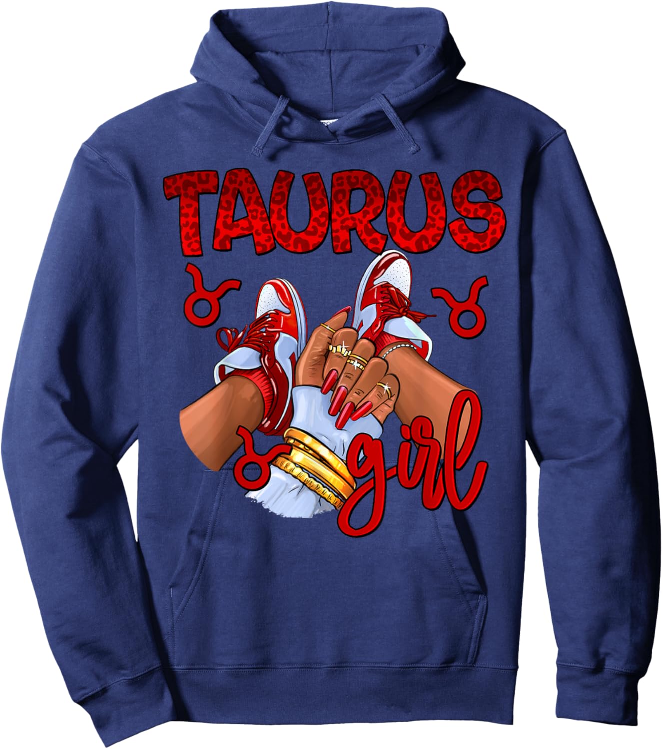 Taurus Girl Birthday Women Sneakers Zodiac Sign Bday Hoodie - Hoodie | Navy