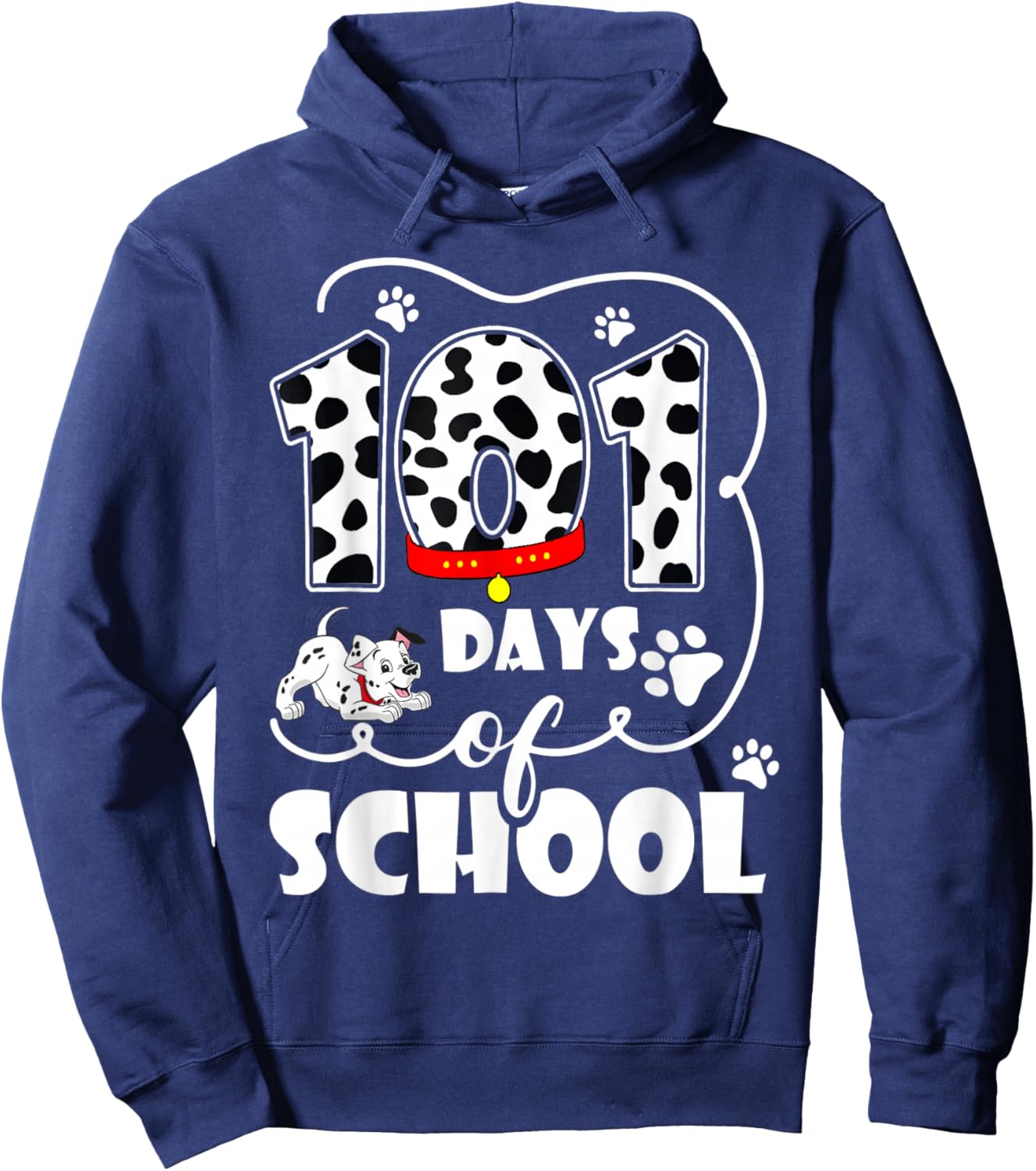 Happy 101 Days School Cute Dog Lover 100 Days Student Kids Hoodie - Hoodie | Navy