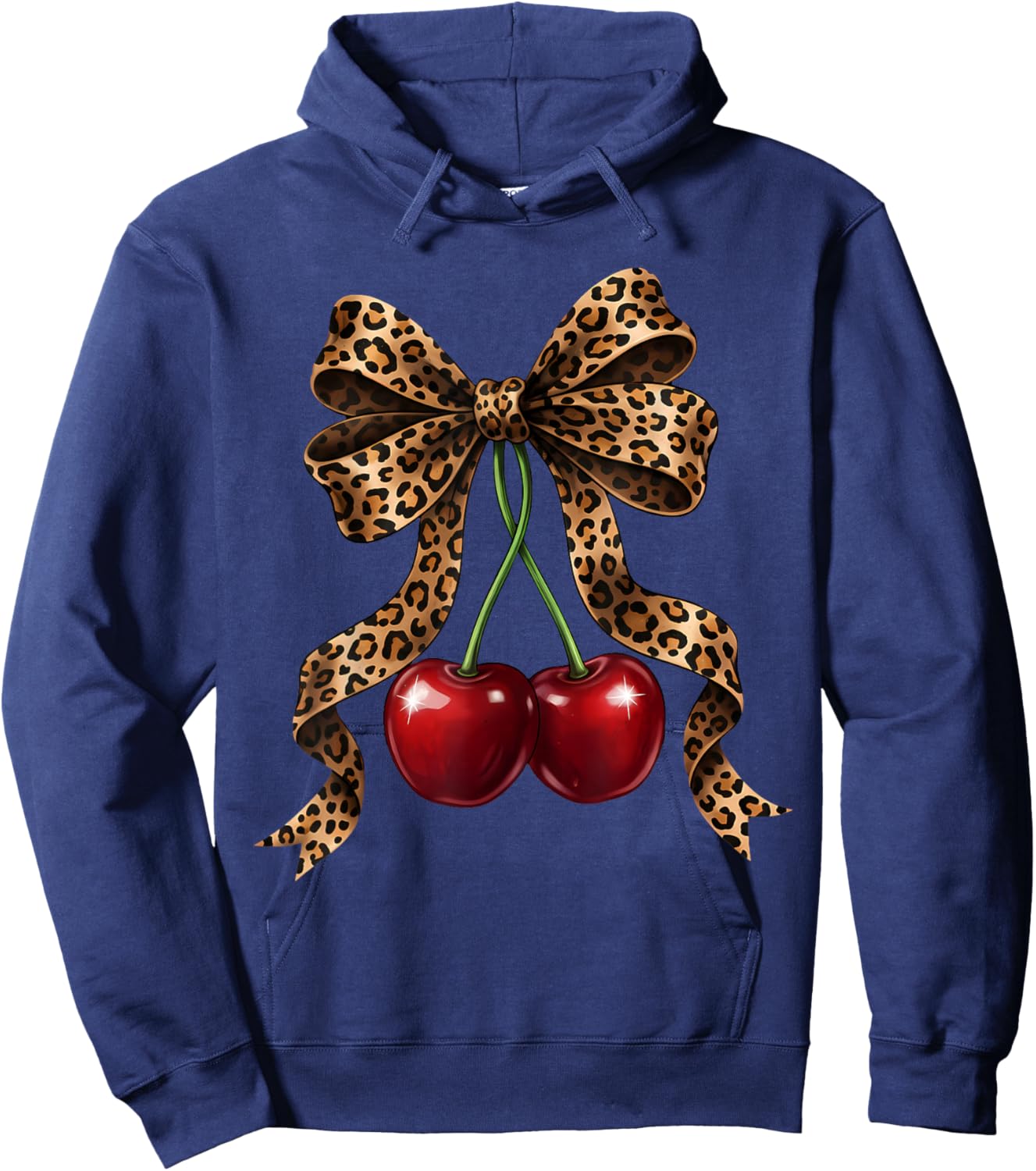 Cherry Bow Coquette Red Cherries Hoodie - Hoodie | Navy