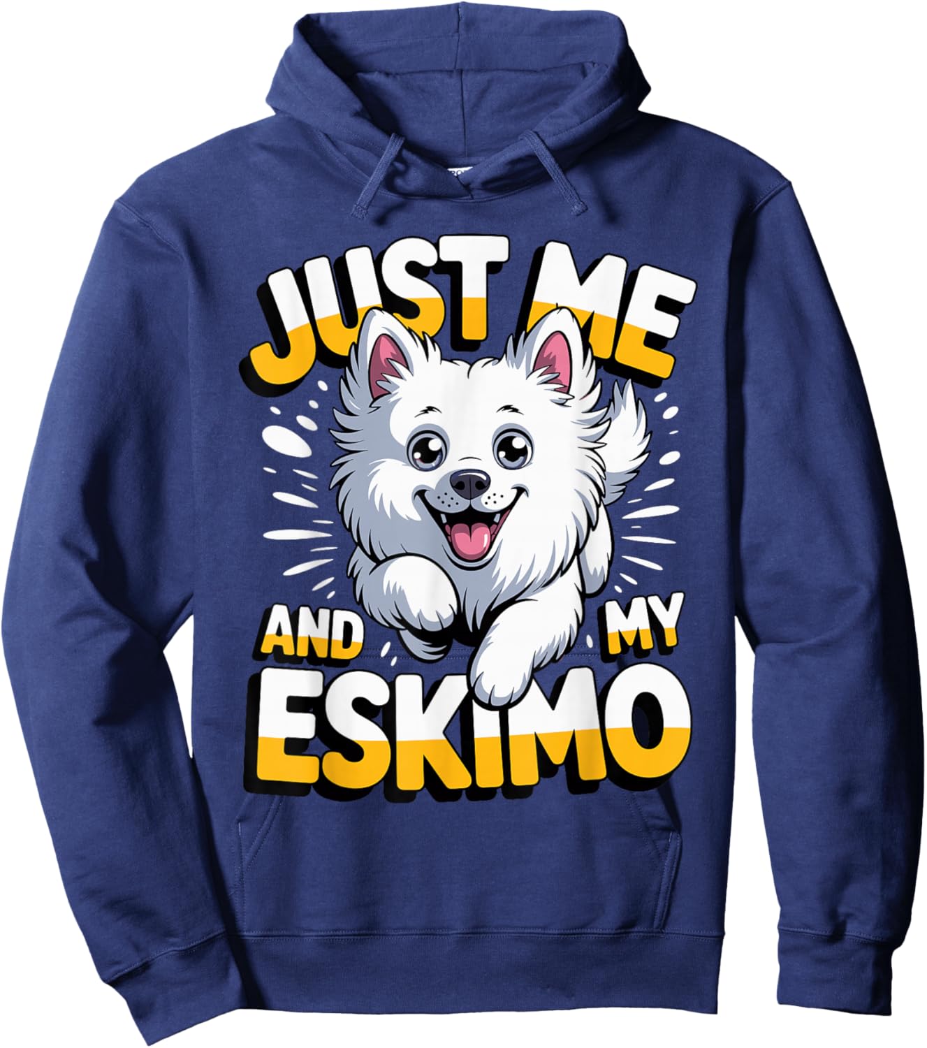 Just me and My Eskimo Cartoon Dog Breed Pet American Eskimo Hoodie - Hoodie | Navy