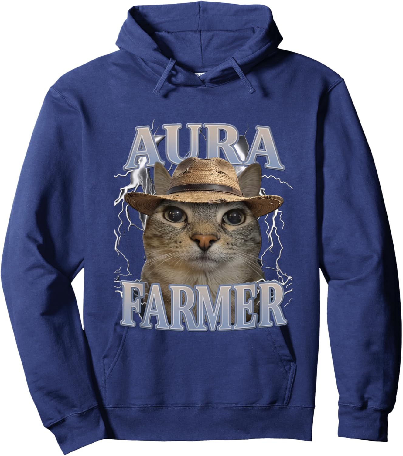 Funny Cat Meme Aura Farmer Hoodie - Hoodie | Navy