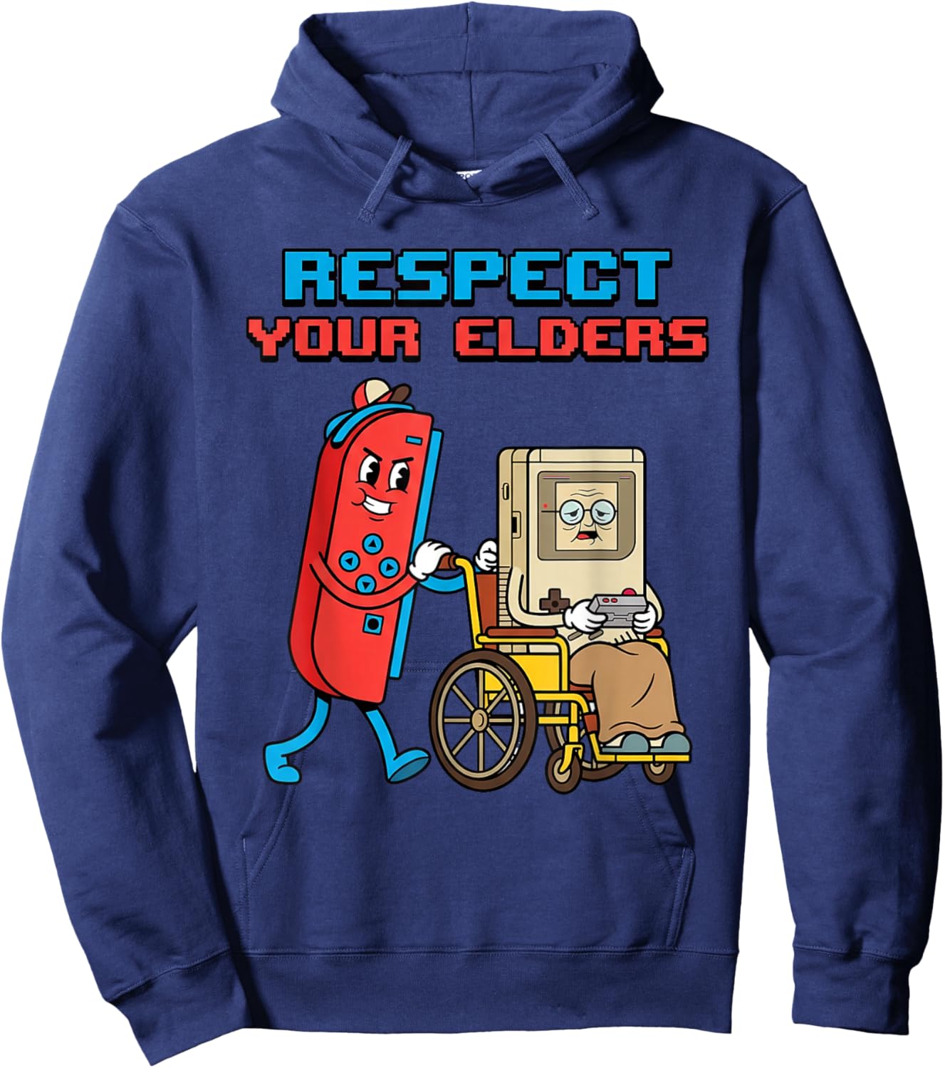 Respect Your Elders Retro Gaming Funny Gamer Controller 80s Hoodie - Hoodie | Navy