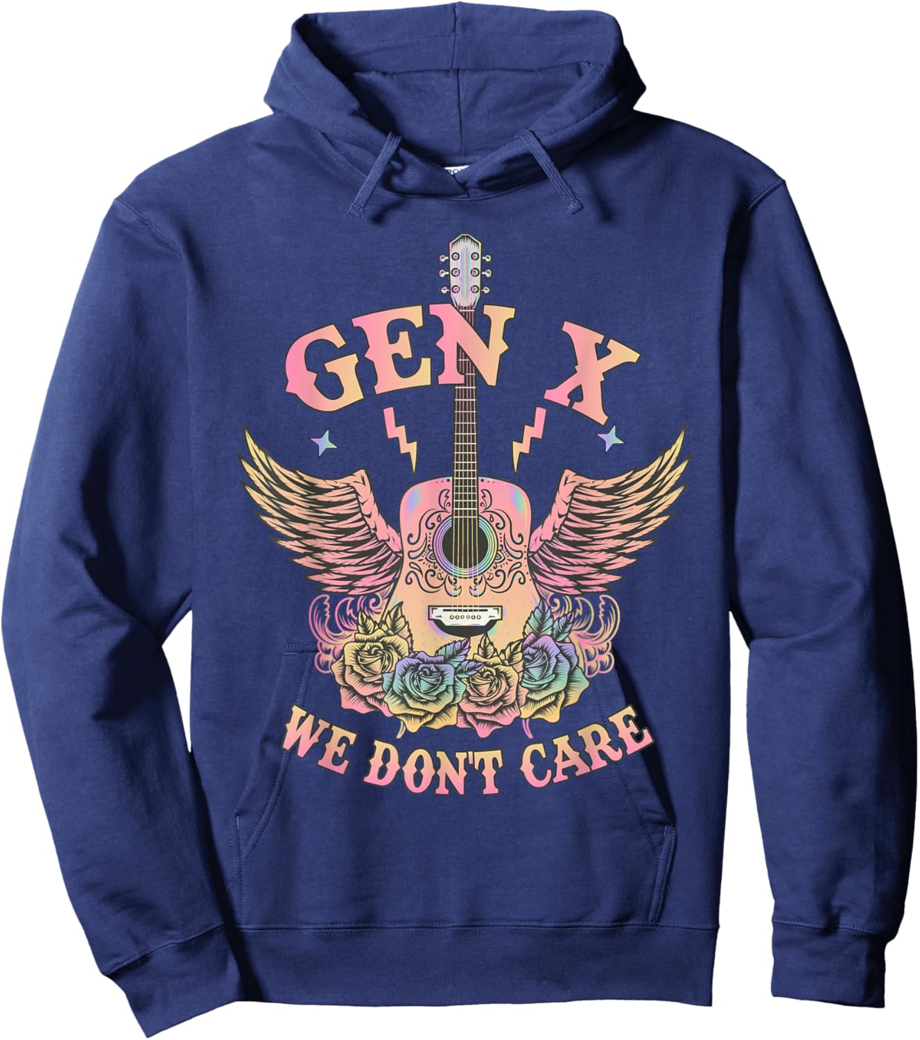 We Don't Care Retro GenX Hoodie - Hoodie | Navy