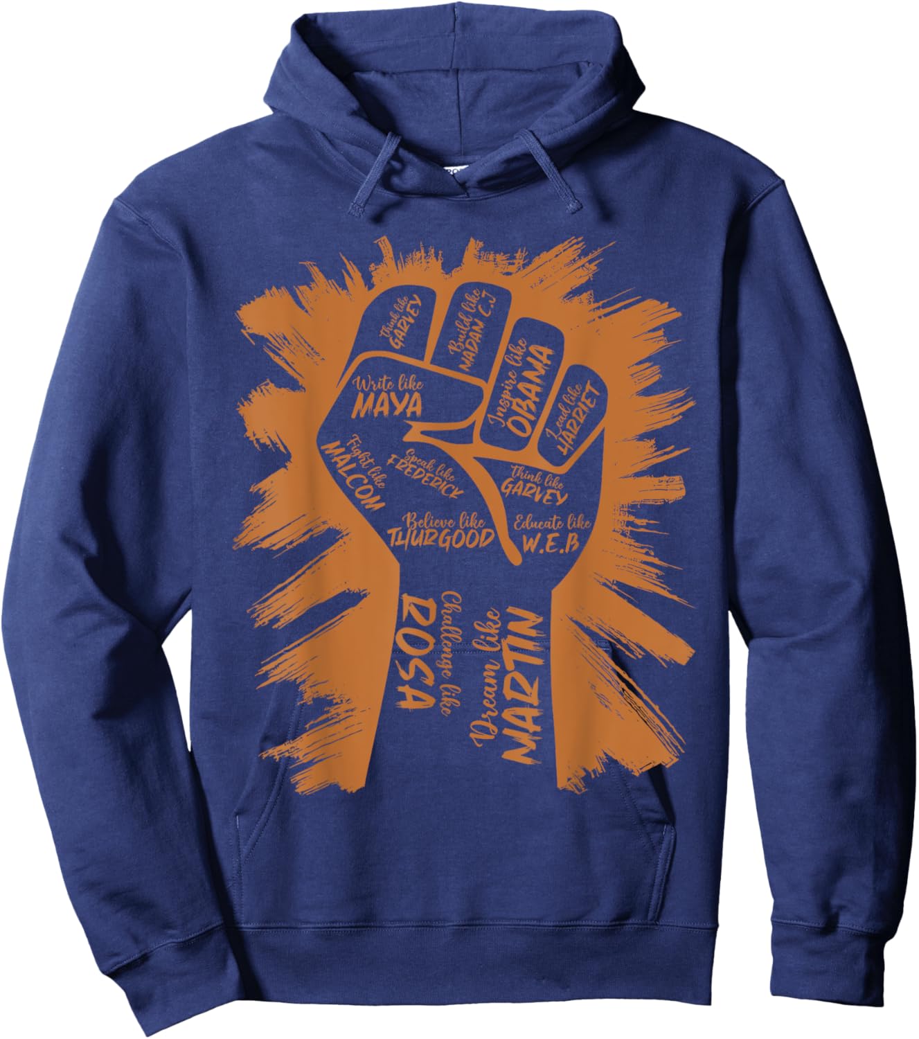 Power Fist Hand Inspiring Black Leaders Black History Month Hoodie - Hoodie | Navy