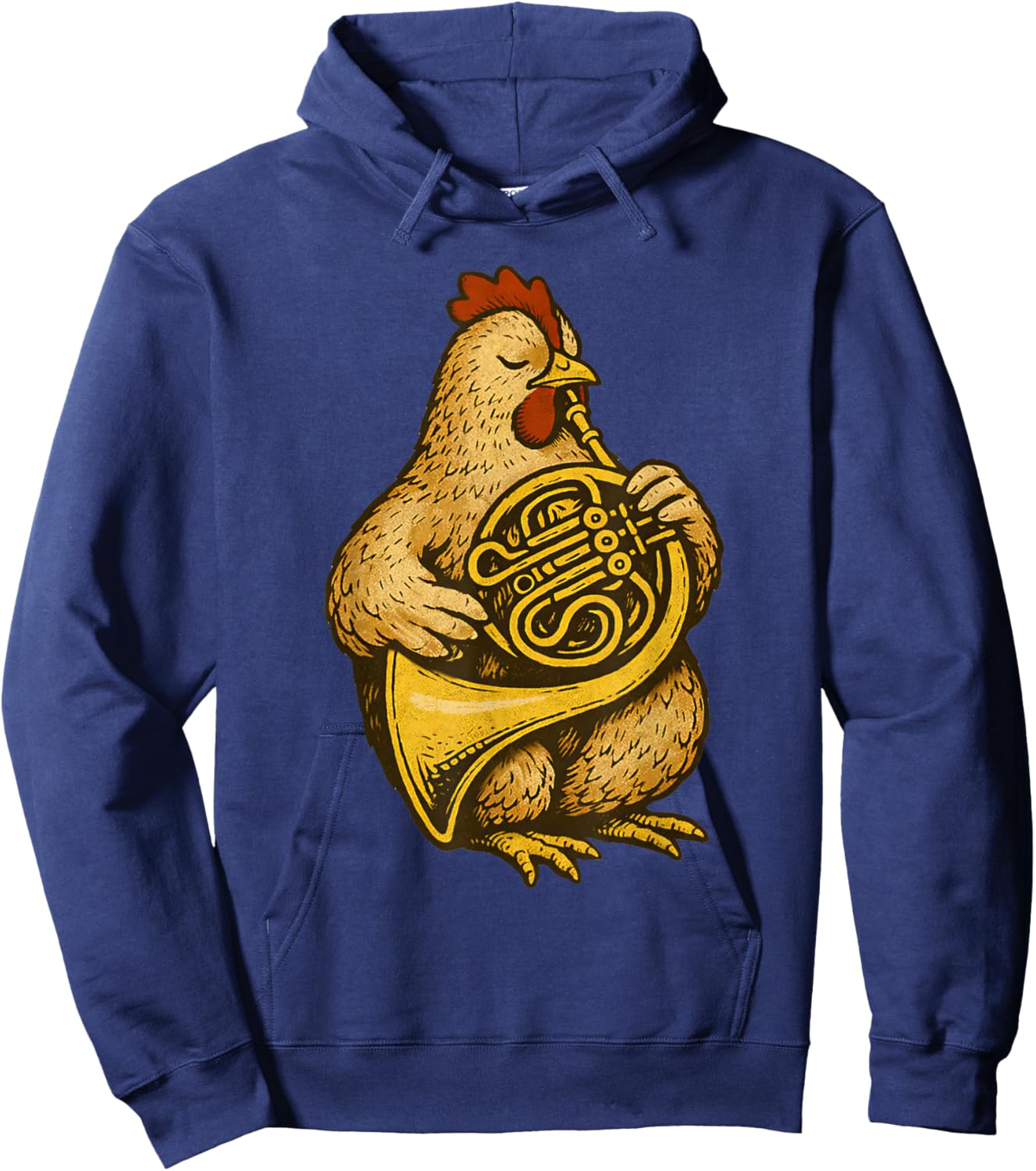 Cute Chicken Playing French Horn Musician Music Hoodie - Hoodie | Navy
