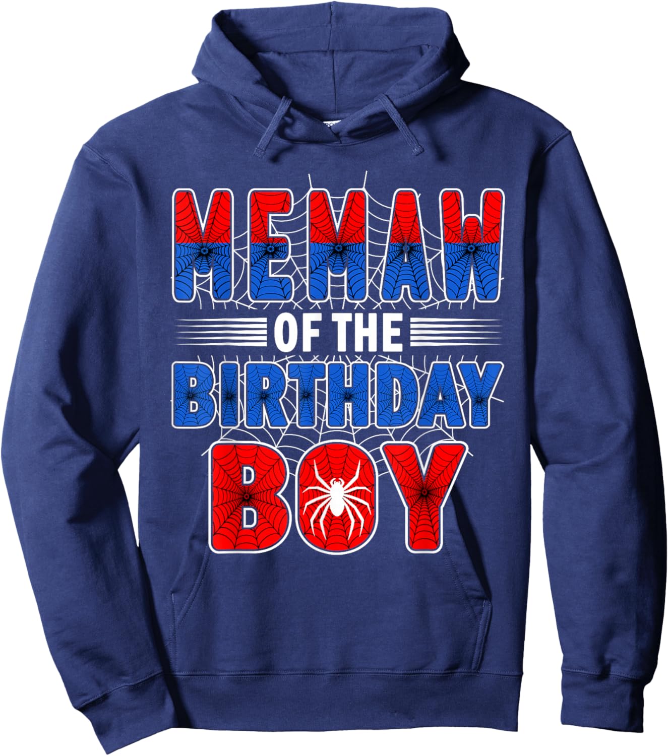 Memaw of The Birthday Boy Spider Web Birthday Party Hoodie - Hoodie | Navy