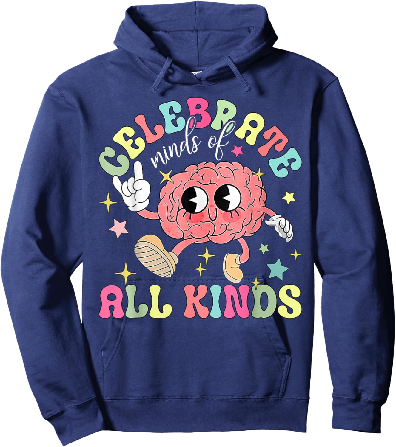 Celebrate Minds of All Kinds Brain Autism Awareness Autistic Hoodie - Hoodie | Navy