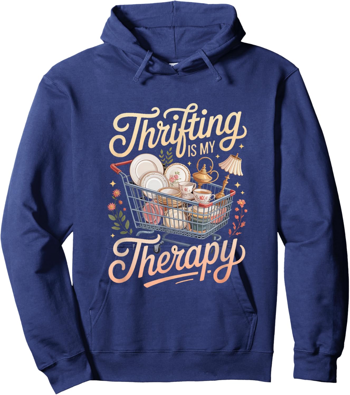 Thrifting is My Therapy Vintage Thrift Store Aesthetic Hoodie - Hoodie | Navy