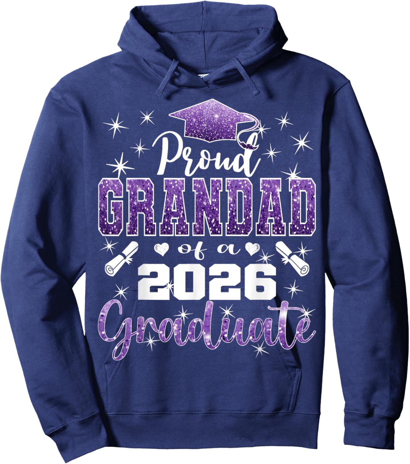 Super Proud Grandad of 2026 Graduate Graduation Family Hoodie - Hoodie | Navy