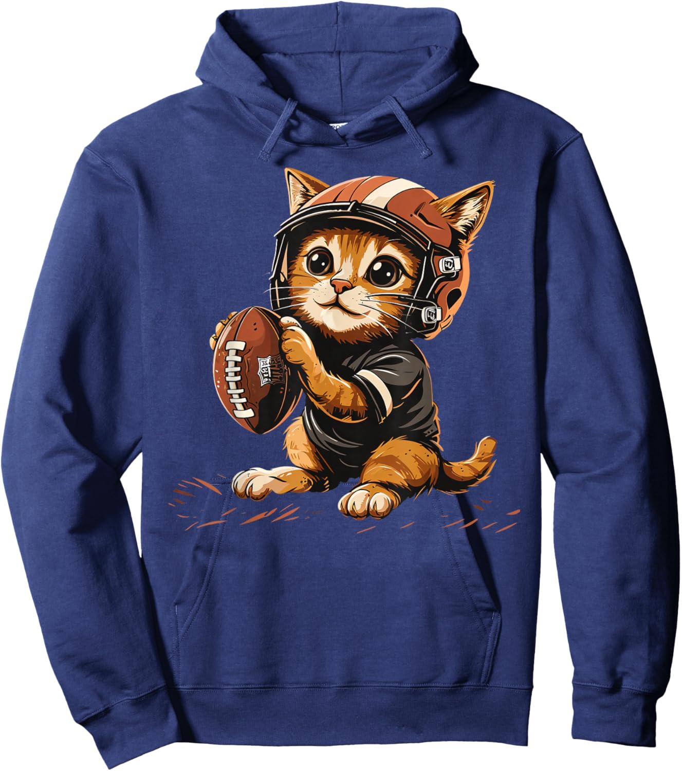 Cute Football Cat on Football player Women Kids Hoodie - Hoodie | Navy