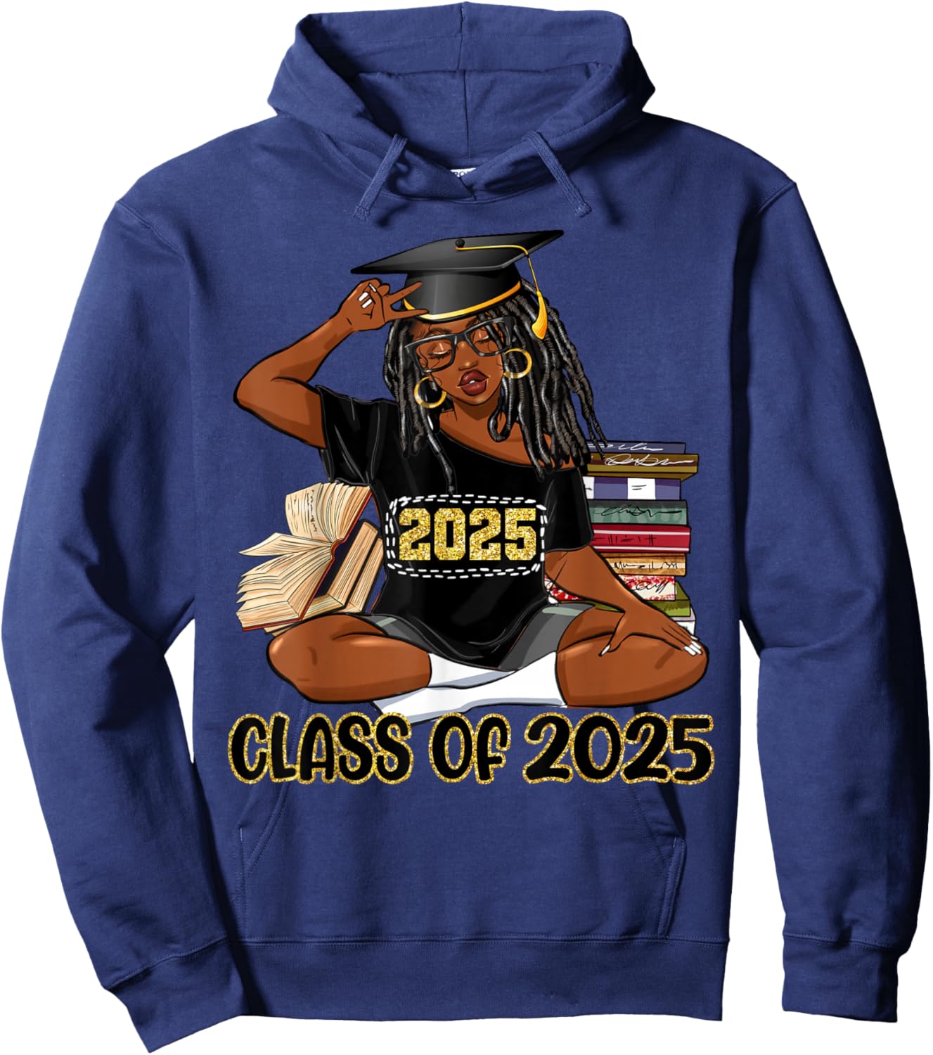 Class Of 2025 African American Women Black Girl Graduation Hoodie - Hoodie | Navy