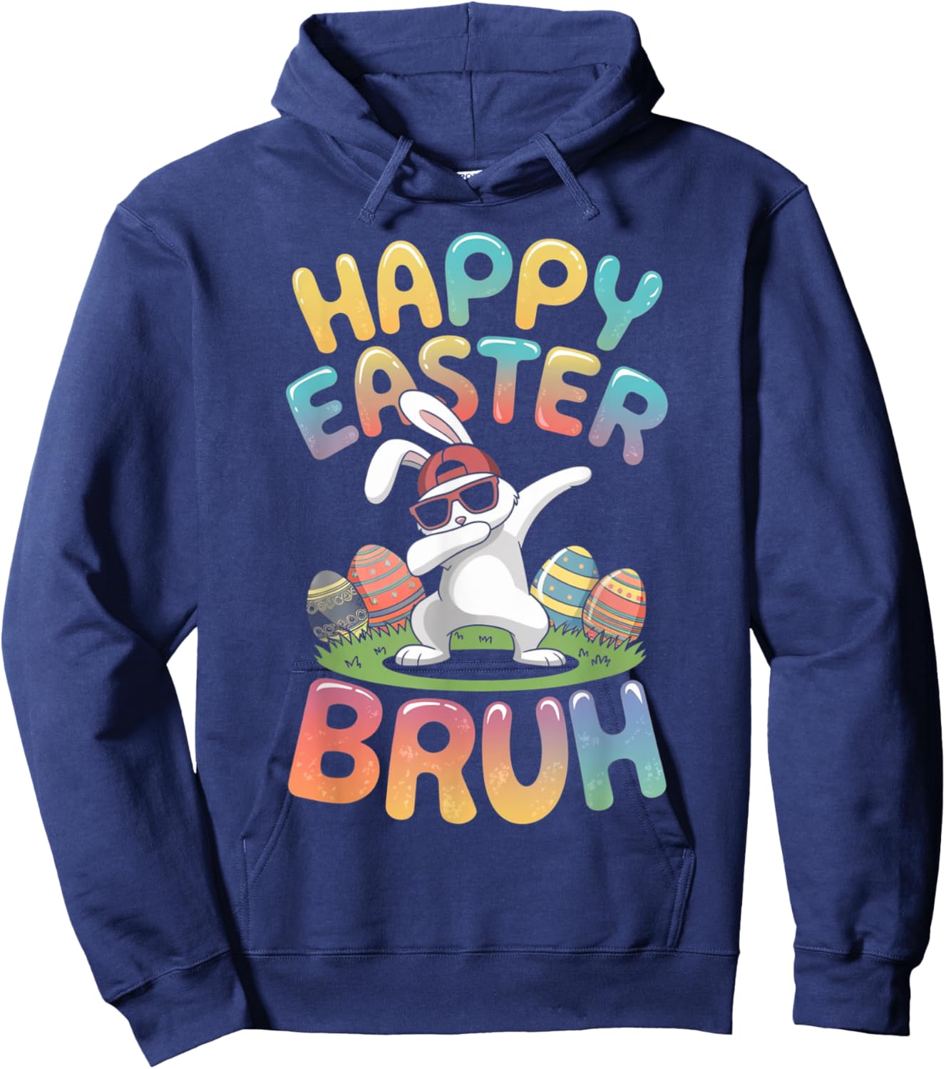 Dabbing Bunny Happy Easter Bruh, Funny Boy Girl Kids Gifts Hoodie - Hoodie | Navy