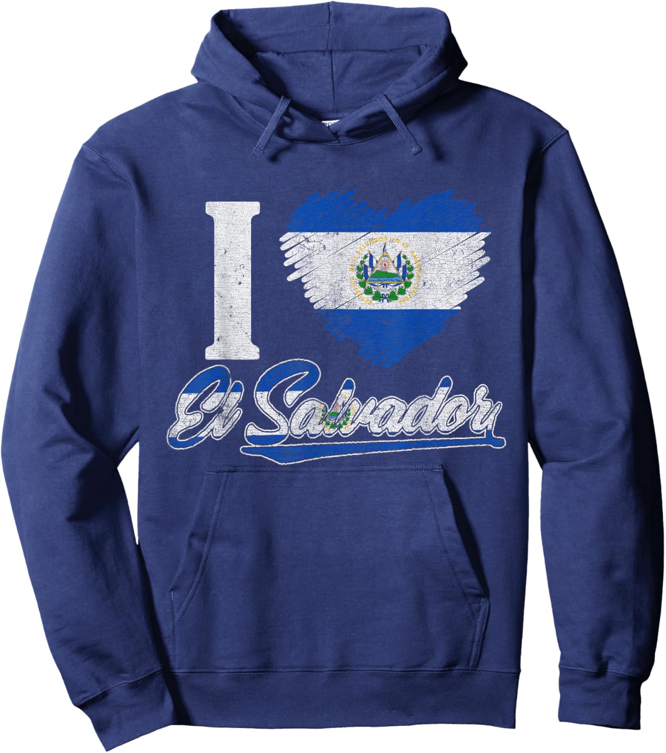 I Love El Salvador Salvadoran Flag Hispanic Heritage Month Hoodie - Hoodie | Navy