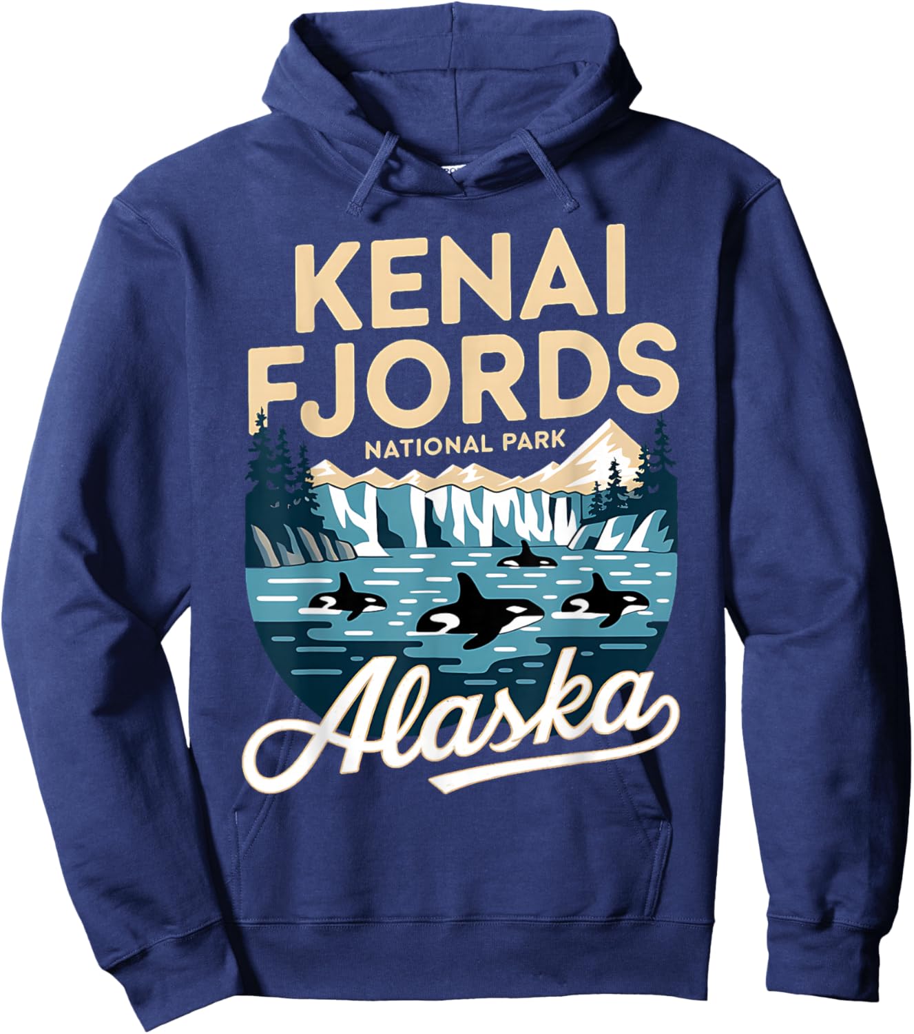 Explore Whale Orca Kenai Fjords National Park Alaska Hoodie - Hoodie | Navy
