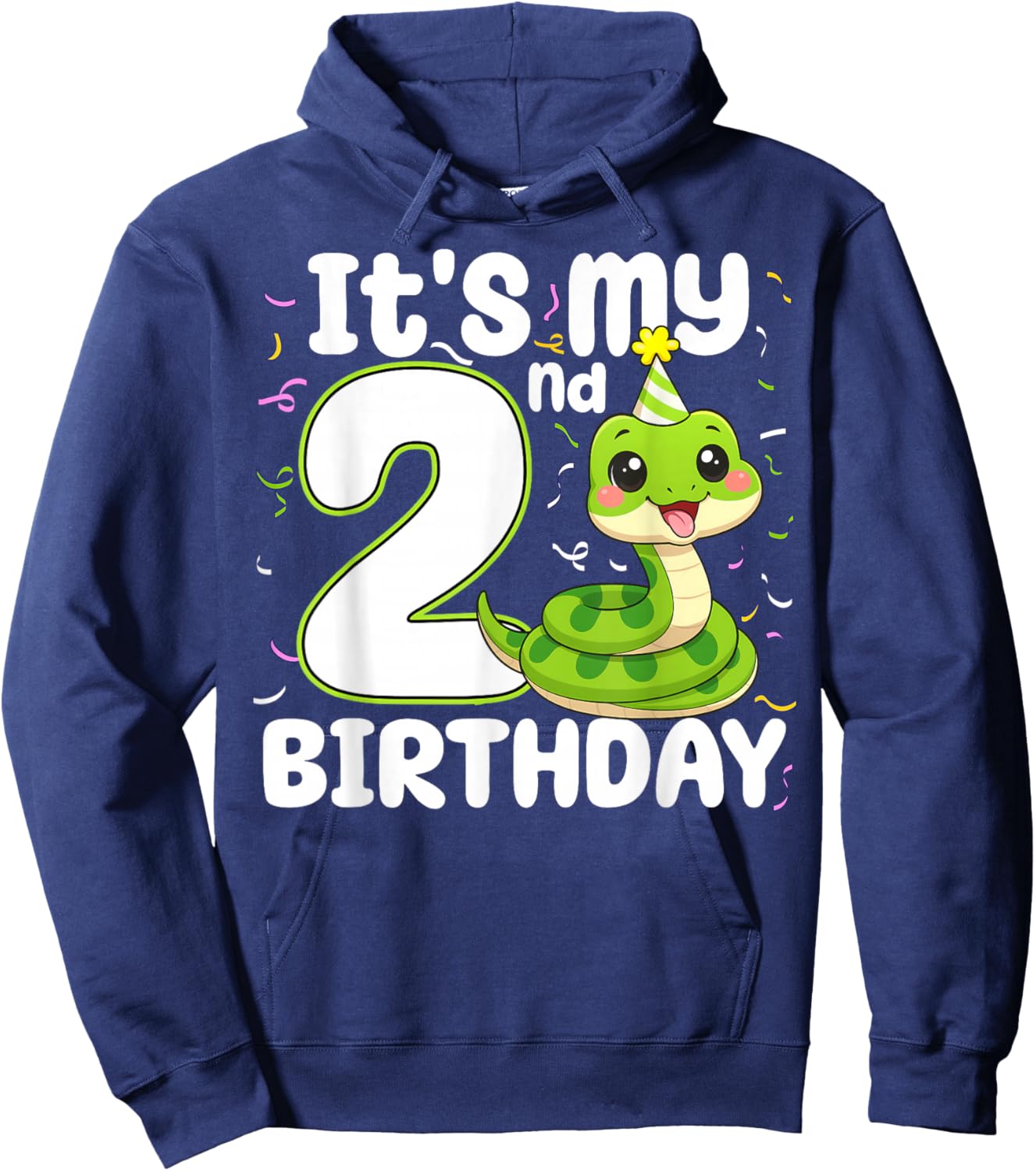2nd Birthday Snake Lover Two 2 Years Old Birthday Boy Girl Hoodie - Hoodie | Navy