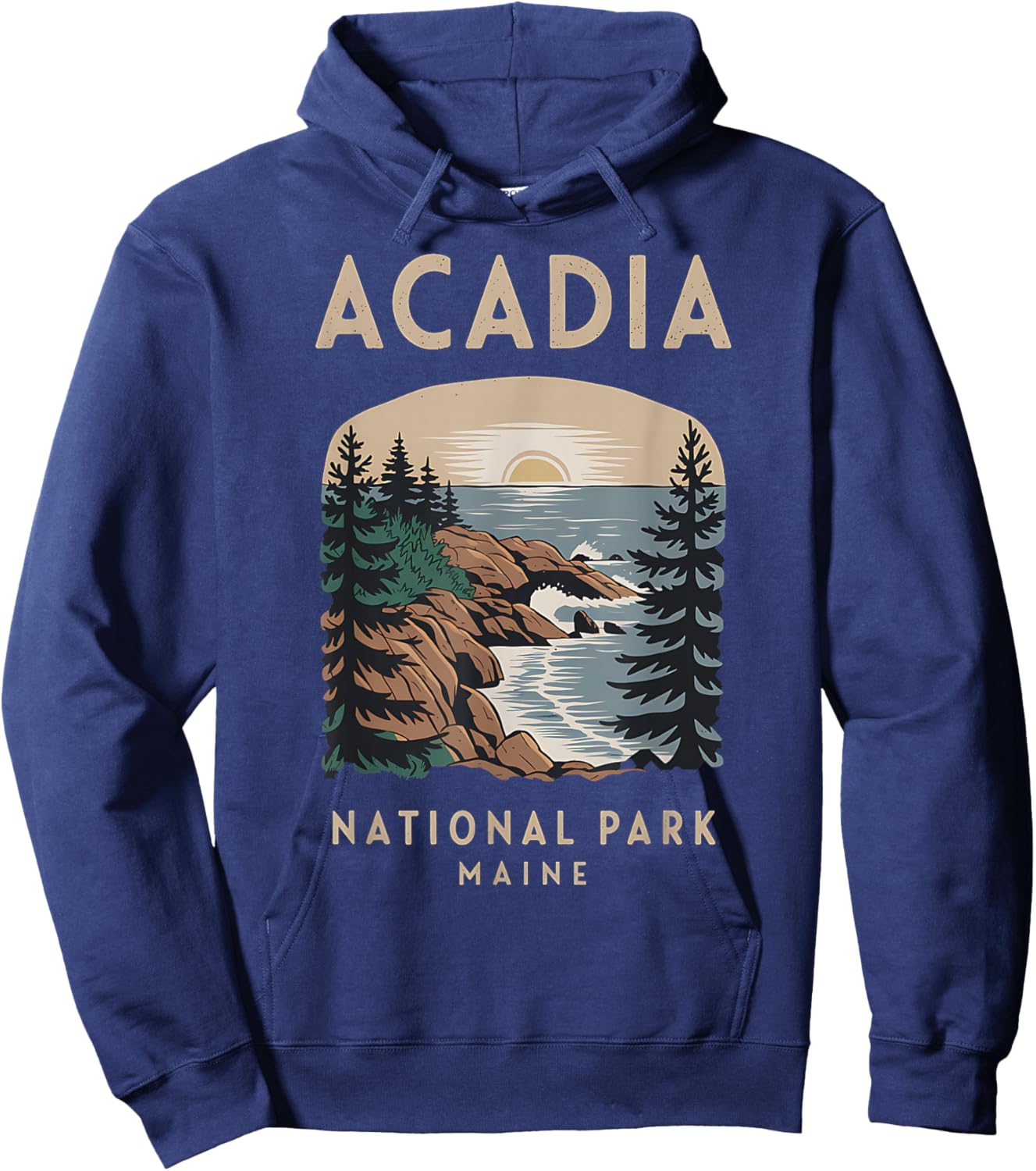 Outdoor Nature Hiking Acadia National Park Maine Hoodie - Hoodie | Navy