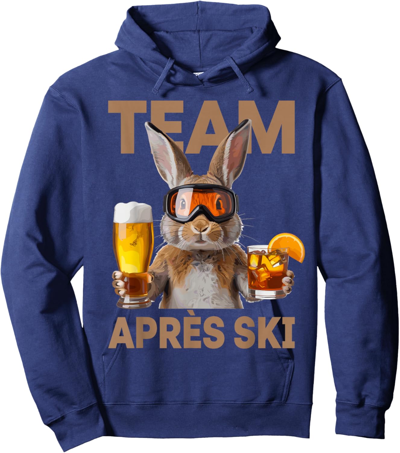 Team Après Ski Funny Rabbit Skiing Beer Cocktail Party Hoodie - Hoodie | Navy