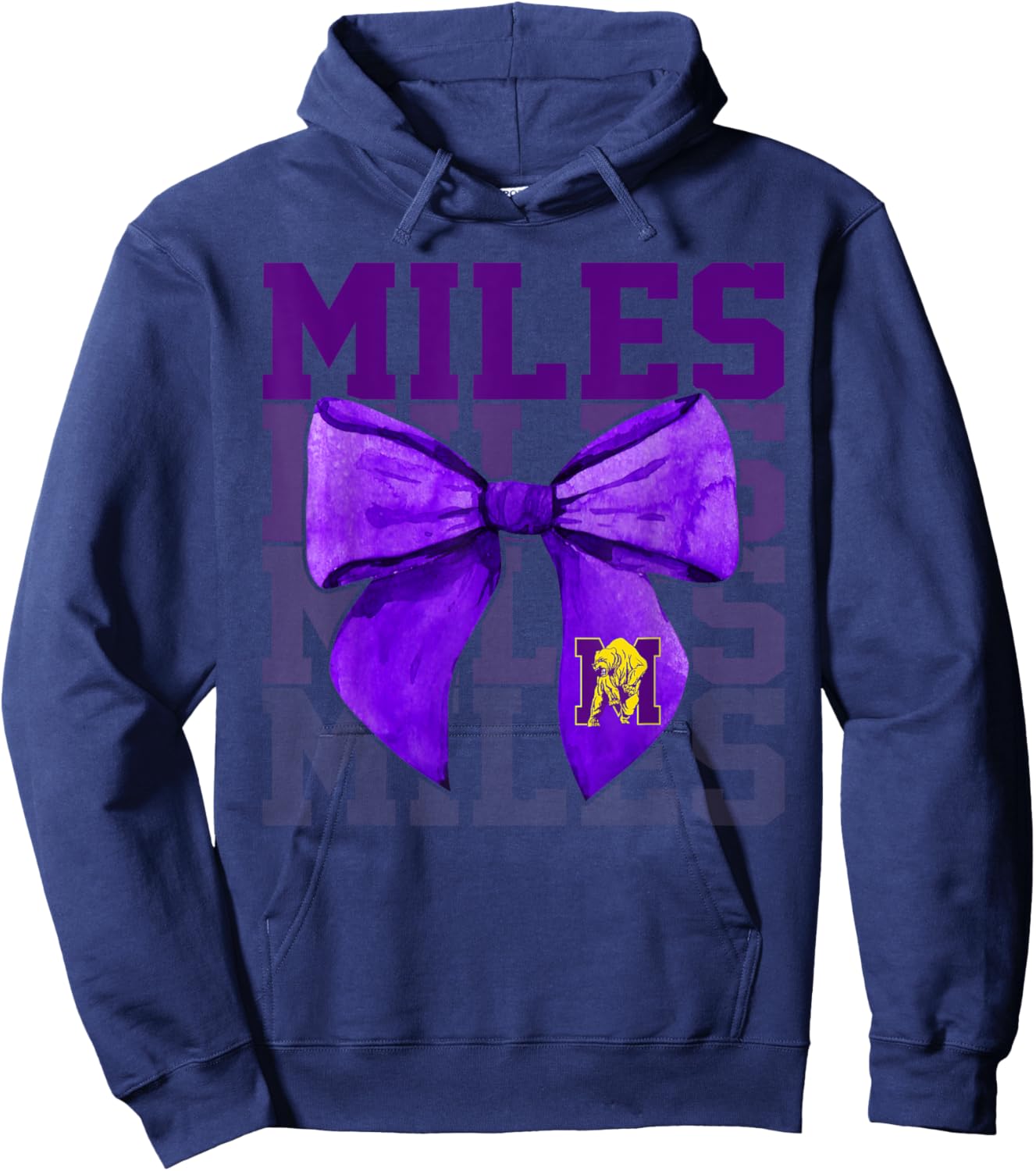 Miles College Bow Vintage Athletics Girls Women Hoodie - Hoodie | Navy