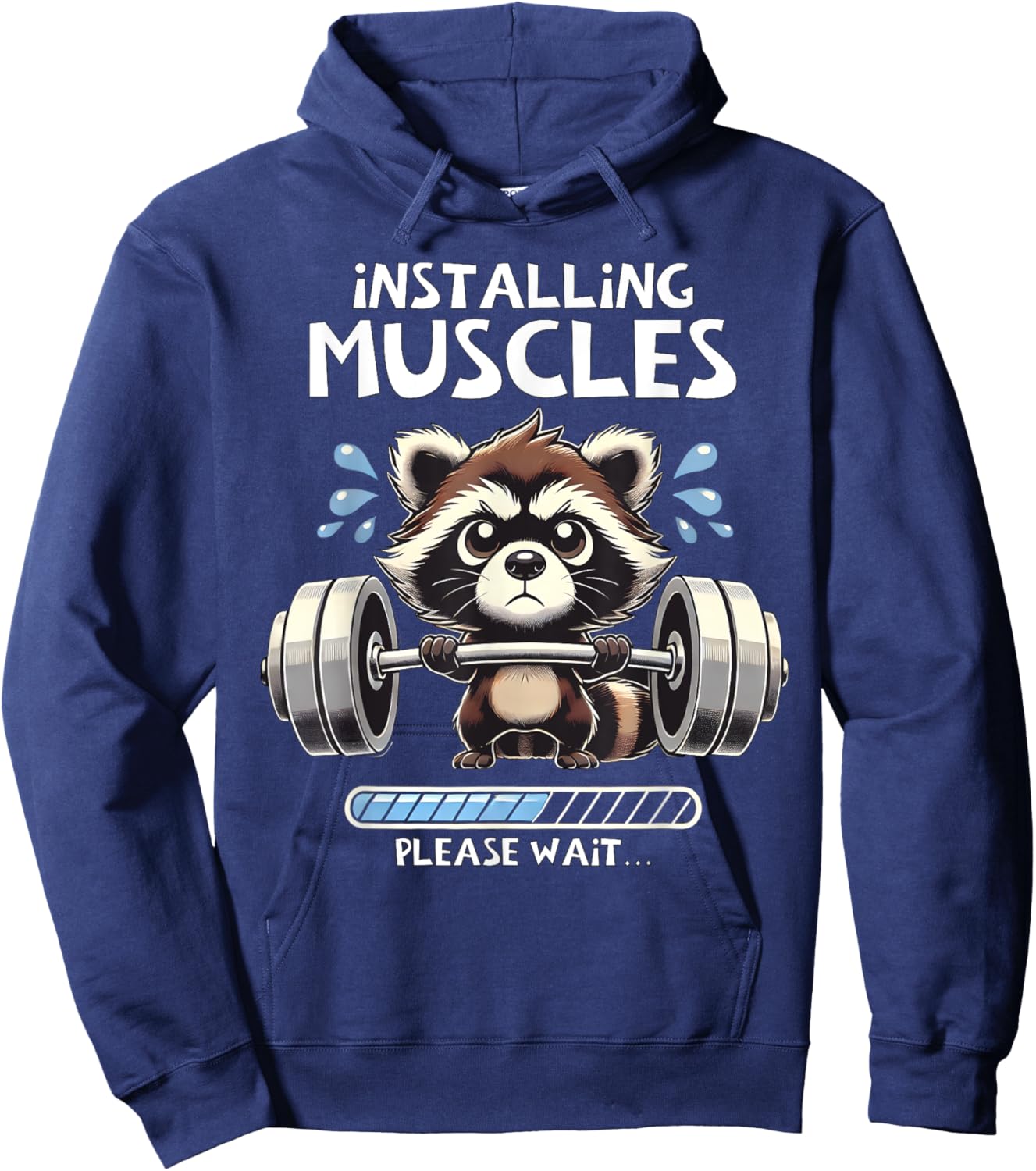 Funny Cute Raccoon Workout Gym Fitness Weightlifting Hoodie - Hoodie | Navy