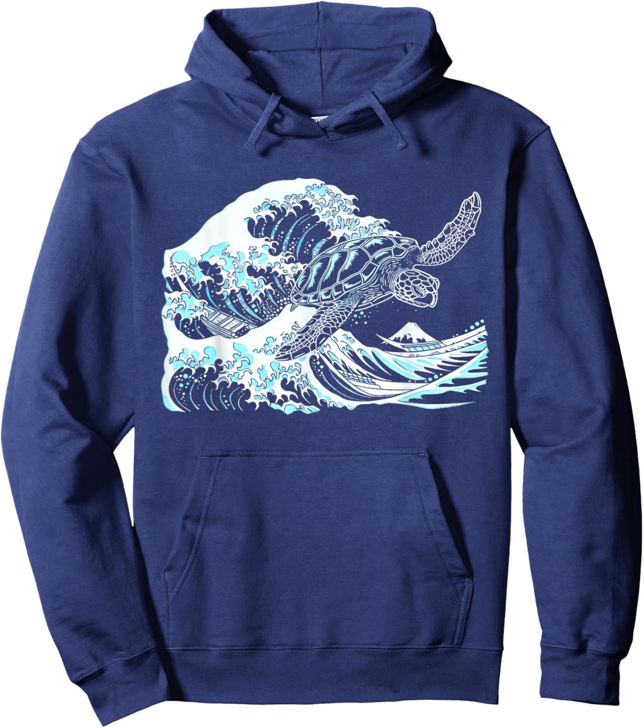 Japanese Great Wave Of Kanagawa Sea Turtle Ocean Surf Summer Men Women Kids Hoodie - Hoodie | Navy