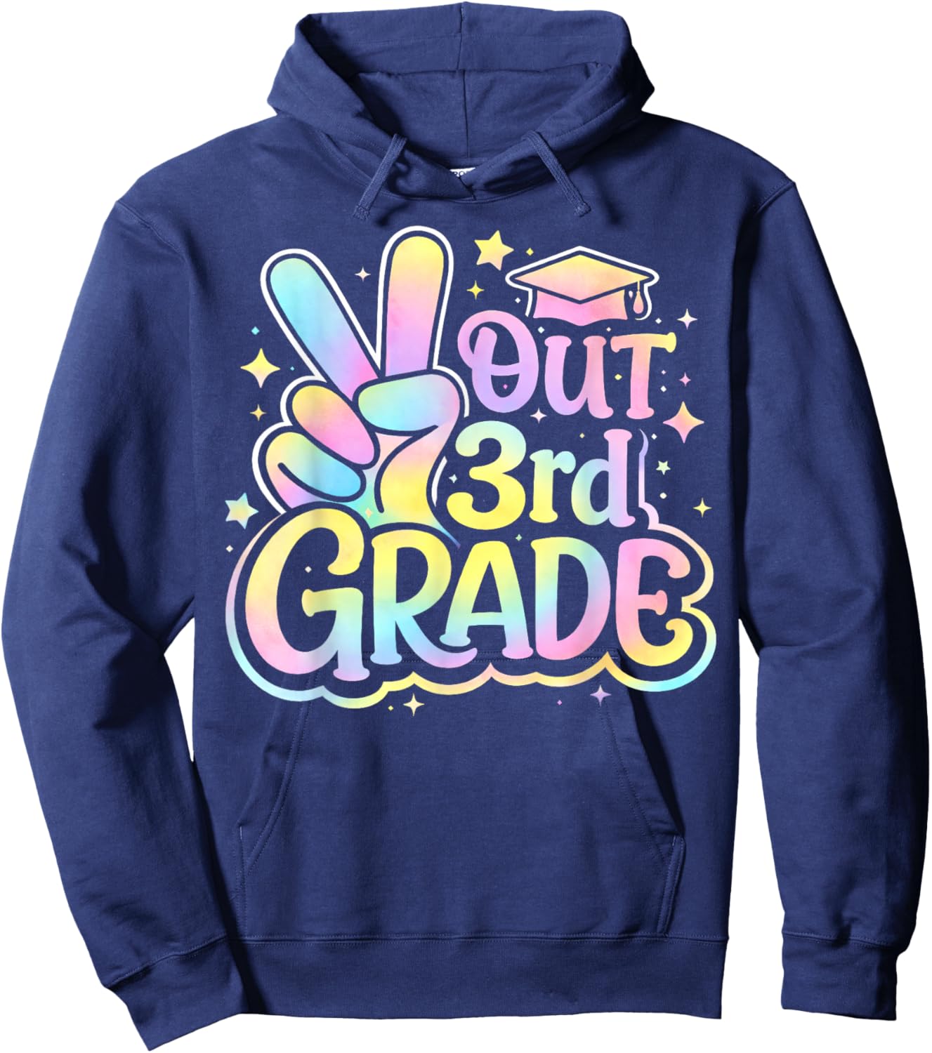 Last Day of School Peace Out 3rd Grade Pastel Teacher Kid Hoodie - Hoodie | Navy