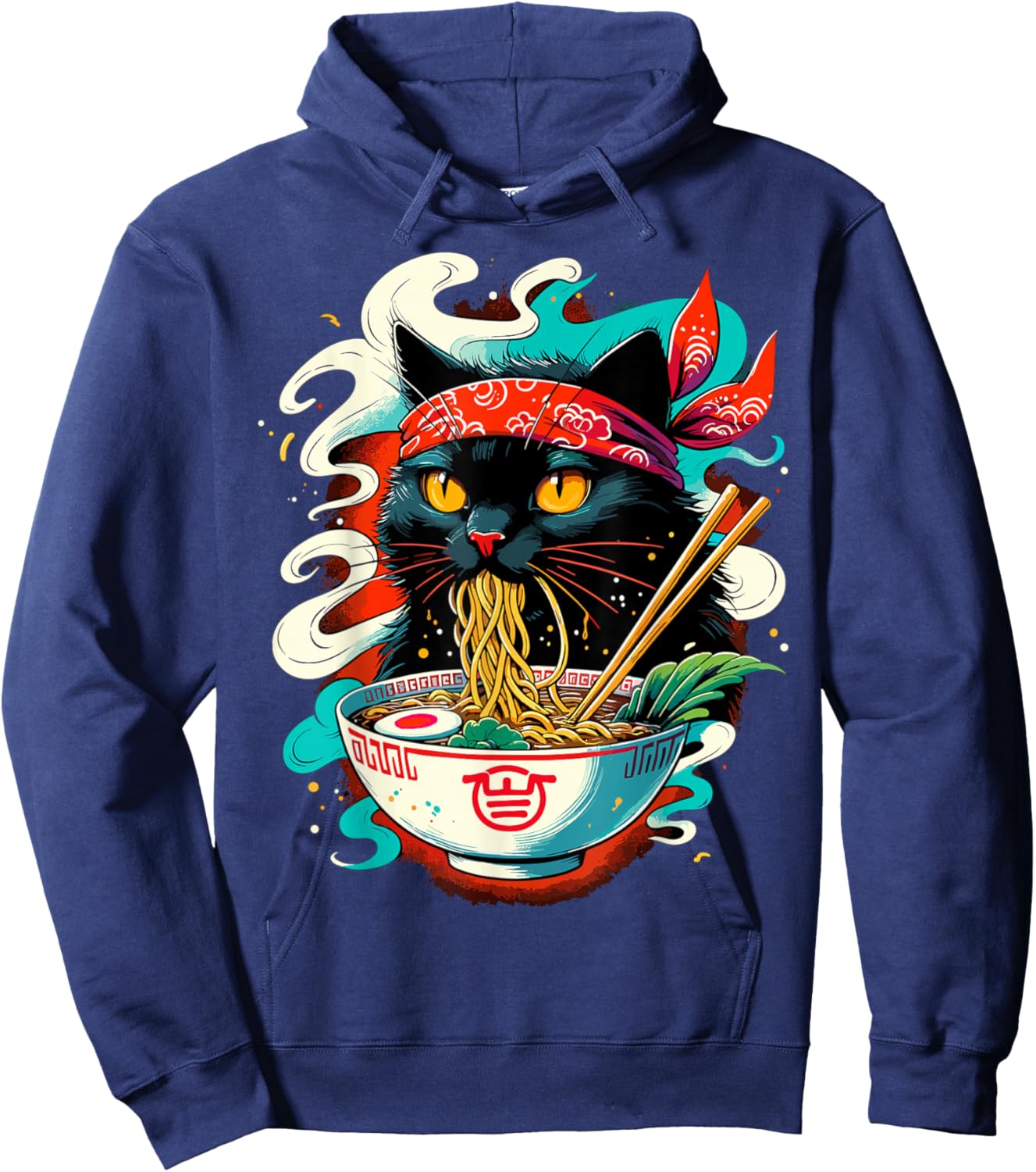 Cat Ramen Noodle Japanese Anime Kawaii Cat Hoodie - Hoodie | Navy
