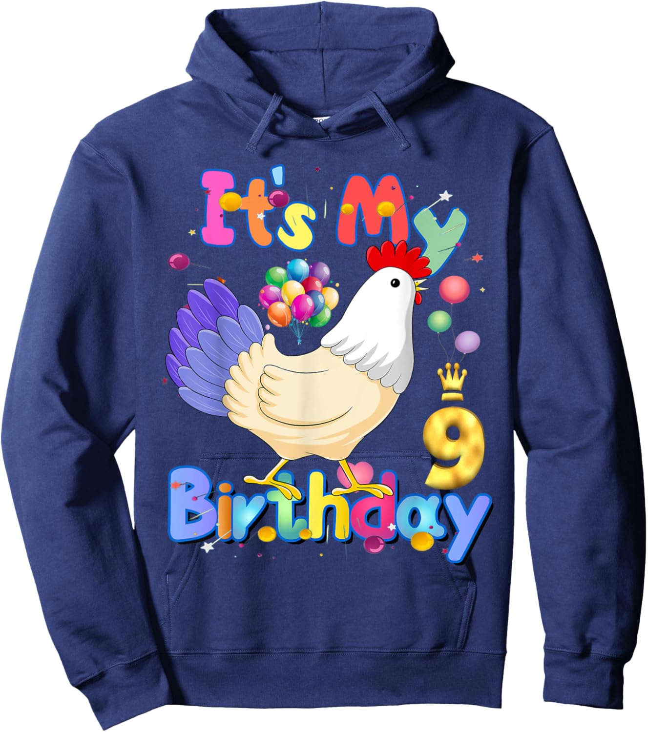 It's My Birthday 9 Chicken for Girls Chicken Dabbing Party Hoodie - Hoodie | Navy