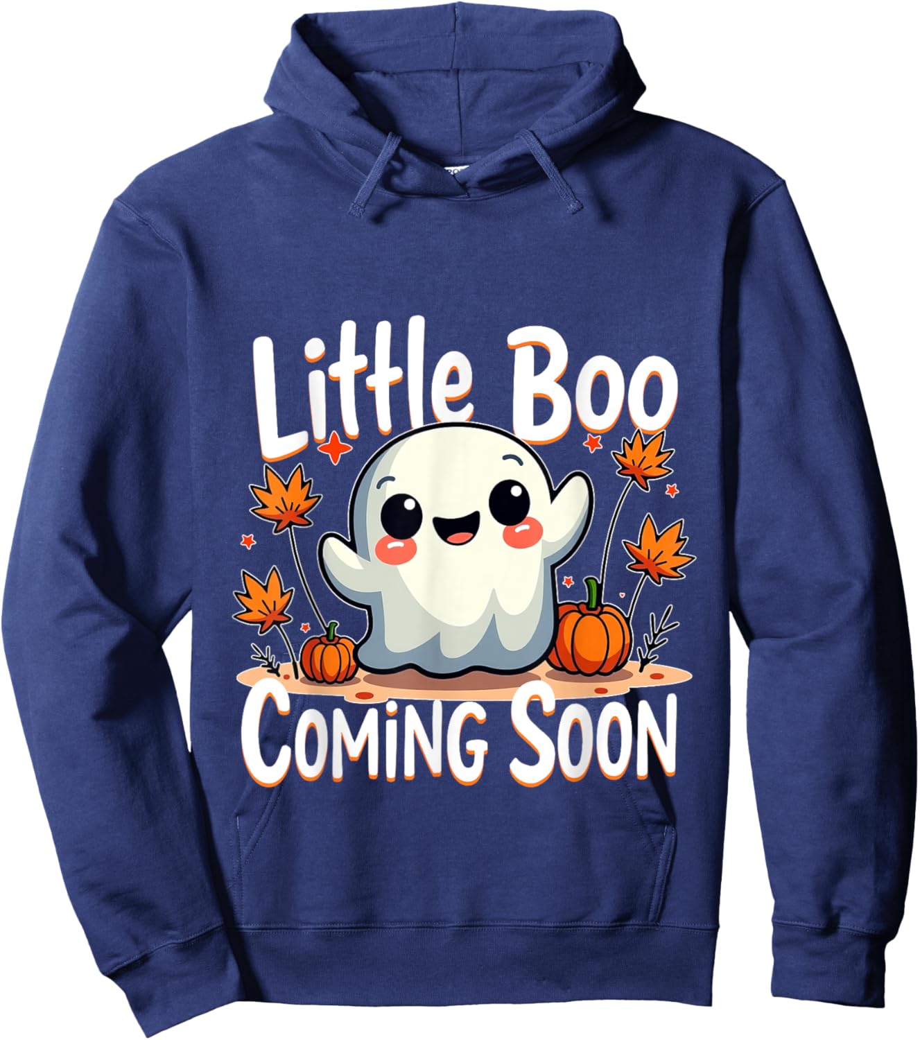 Little Boo Funny and Cute Halloween Pregnancy Announcement Hoodie - Hoodie | Navy