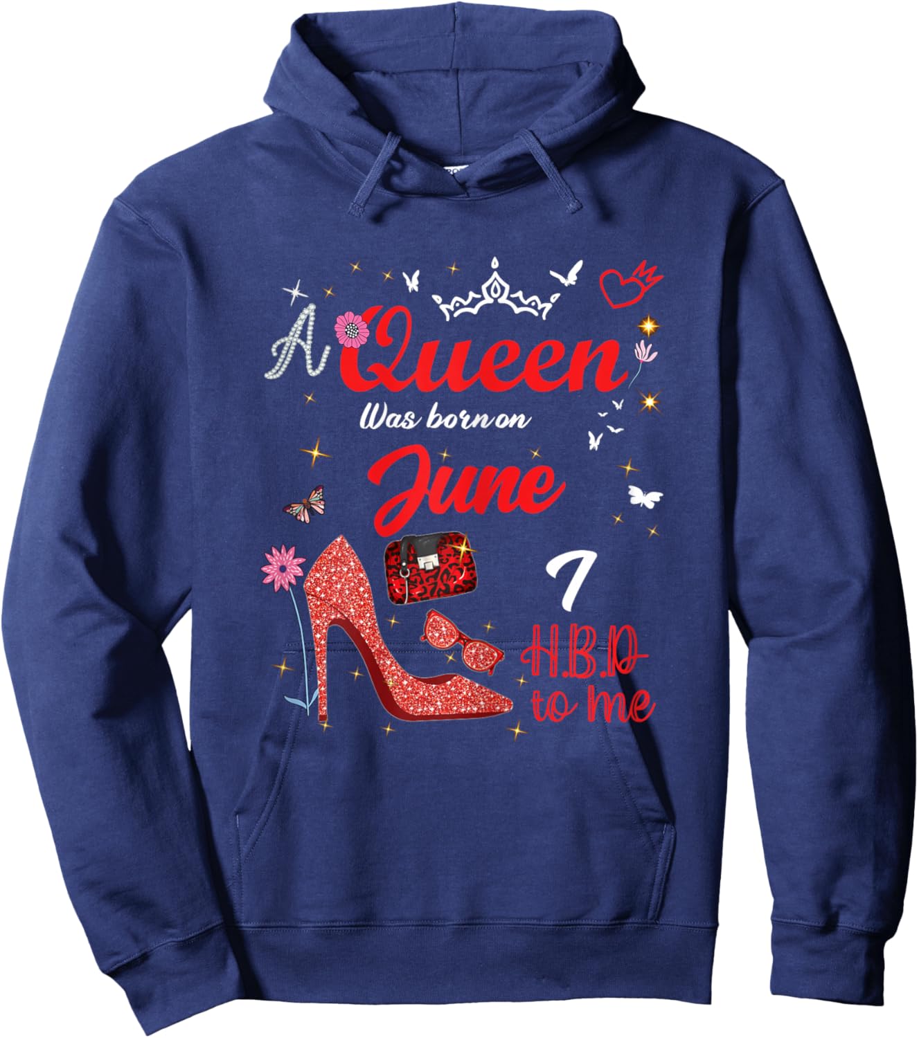 7 Juin Anniversaire This Queen Was Born on June 7th Hoodie - Hoodie | Navy