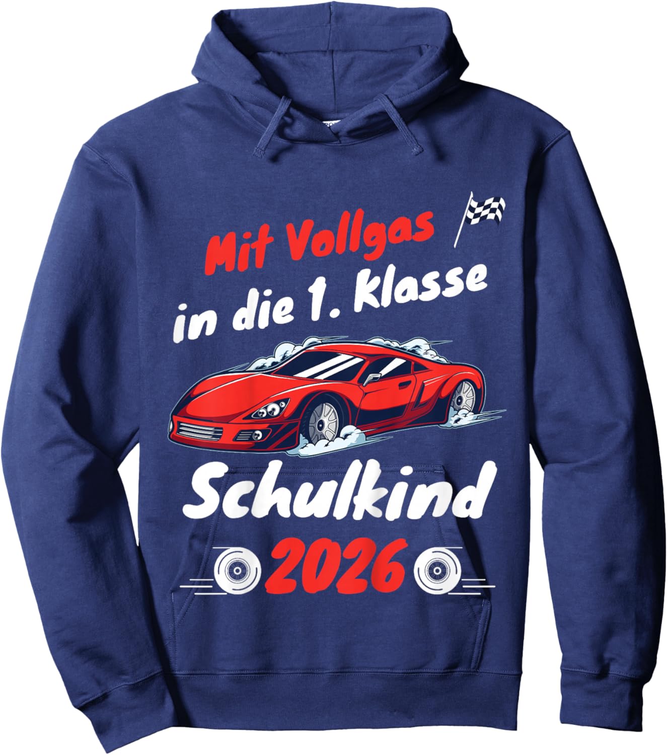 Kinder Endlich Schulkind 2026 Junge Schultüte Rennauto Einschulung Hoodie - Hoodie | Navy