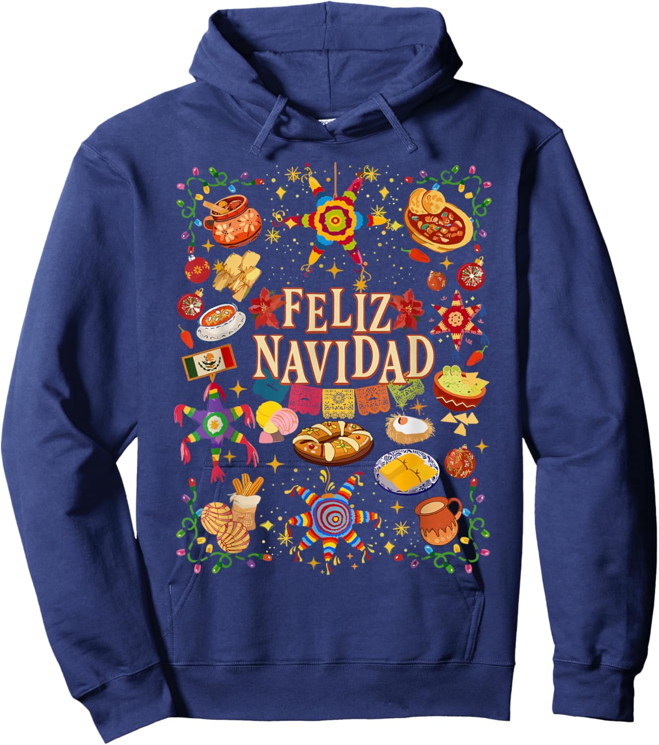 Retro Feliz Navidad Christmas Spanish Family Matching Xmas Hoodie - Hoodie | Navy
