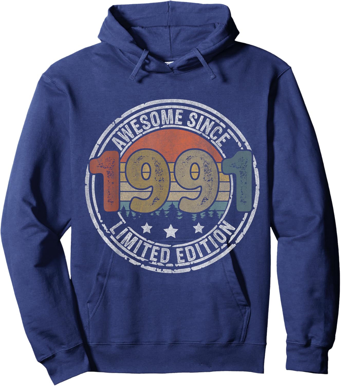 Born in 1991 Shirt Retro Vintage Awesome Since 1991 Birthday Hoodie - Hoodie | Navy
