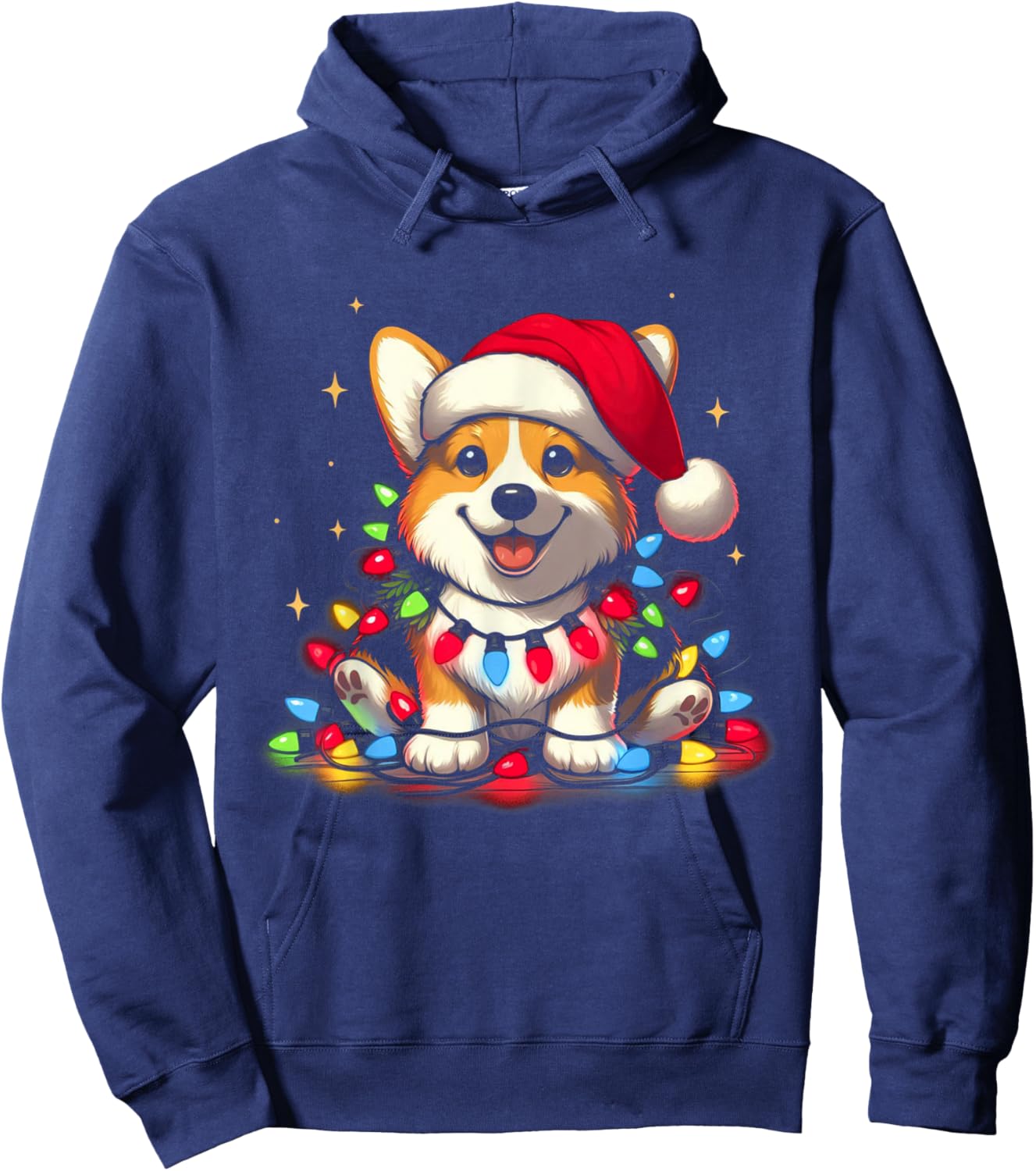 Corgi Santa Christmas Tree Lights Boys Men Corgmas Dog Hoodie - Hoodie | Navy