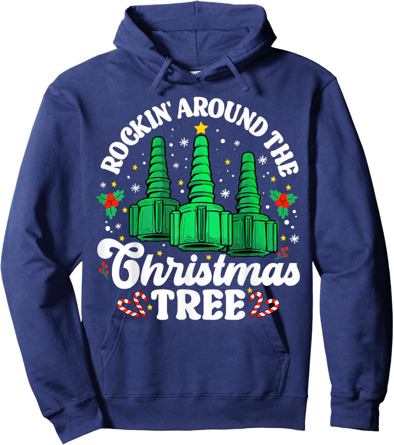 Rockin' Around The Christmas Tree Respiratory Therapist Lung Hoodie - Hoodie | Navy