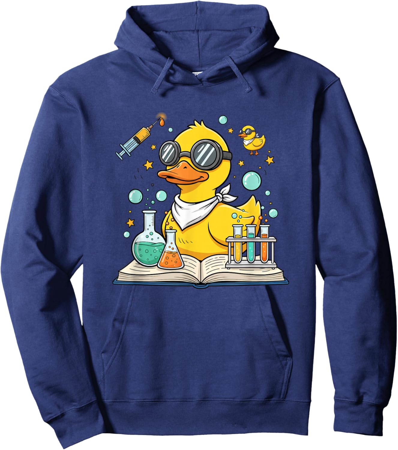 Duck Scientist Kids Stem Lab Duck with Test Tubes Funny Duck Hoodie - Hoodie | Navy