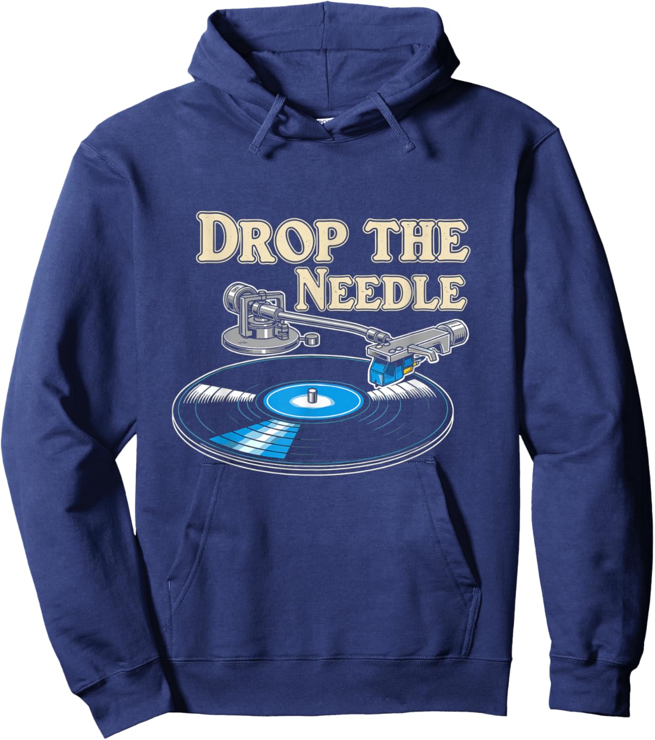 Drop The Needle Vinyl Record DJ Music Enthusiast Hoodie - Hoodie | Navy