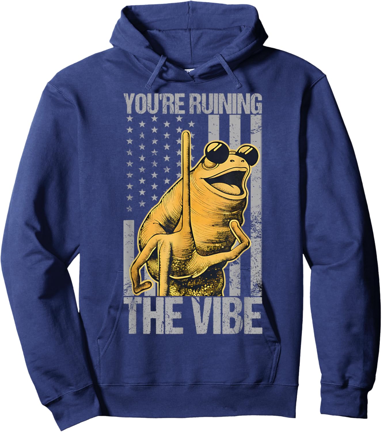 Funny Marcus The Worm You're Ruining The Vibe American Flag Hoodie - Hoodie | Navy