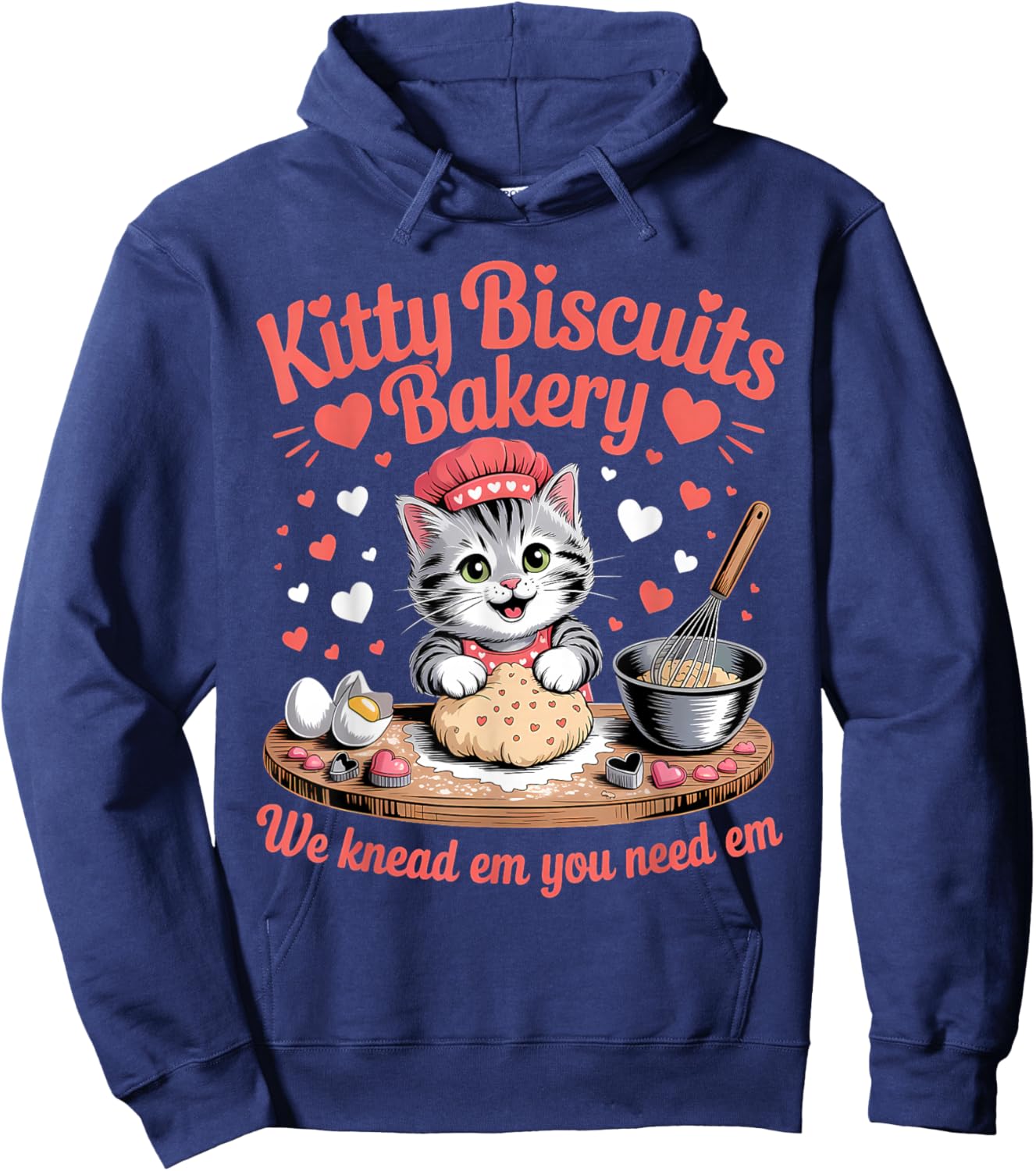 Kitty Biscuits We Knead Em You Need Em Funny Cat Baking Hoodie - Hoodie | Navy