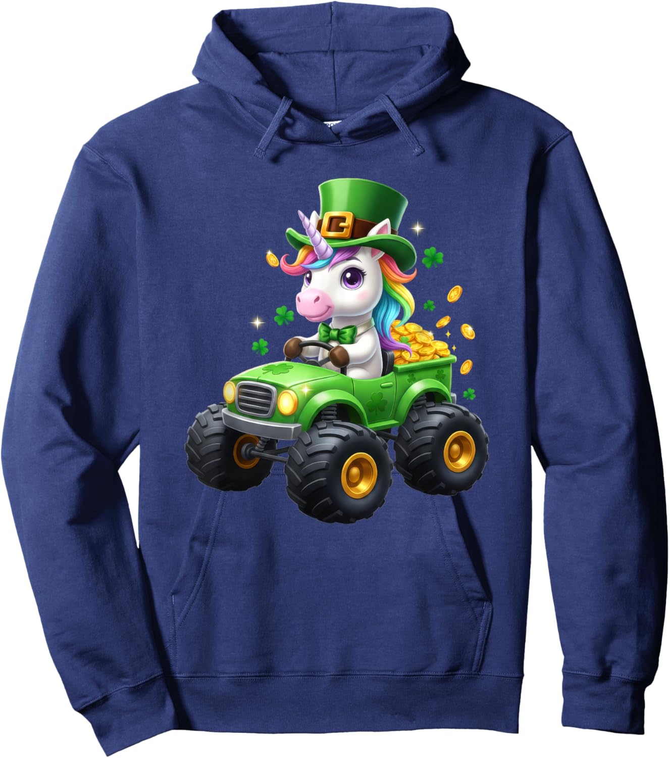 Leprechaun Unicorn Lucky Shamrock St Patrick’s Day Hoodie - Hoodie | Navy