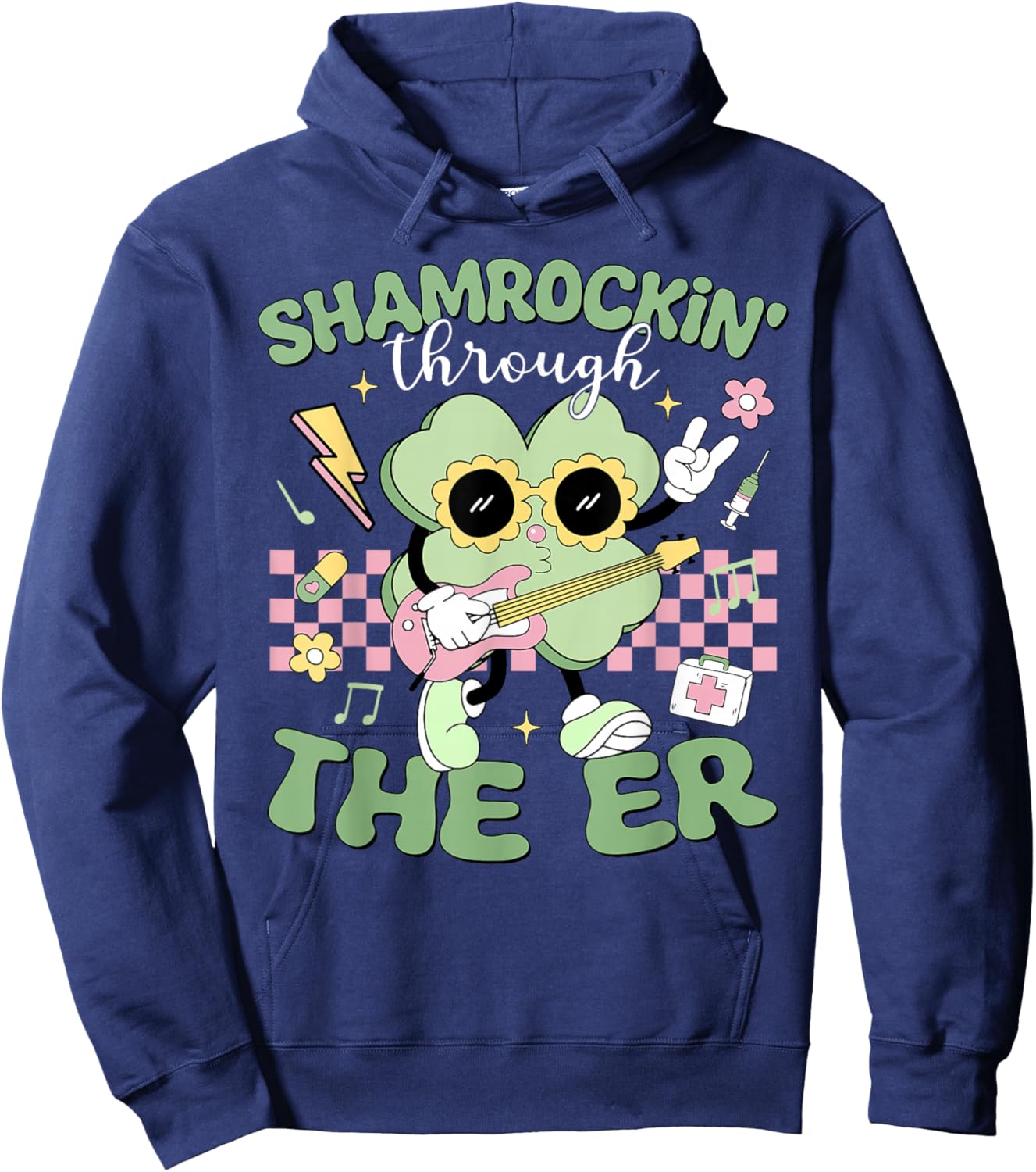 Shamrockin' Through The ER St Patricks Day Emergency Room Hoodie - Hoodie | Navy